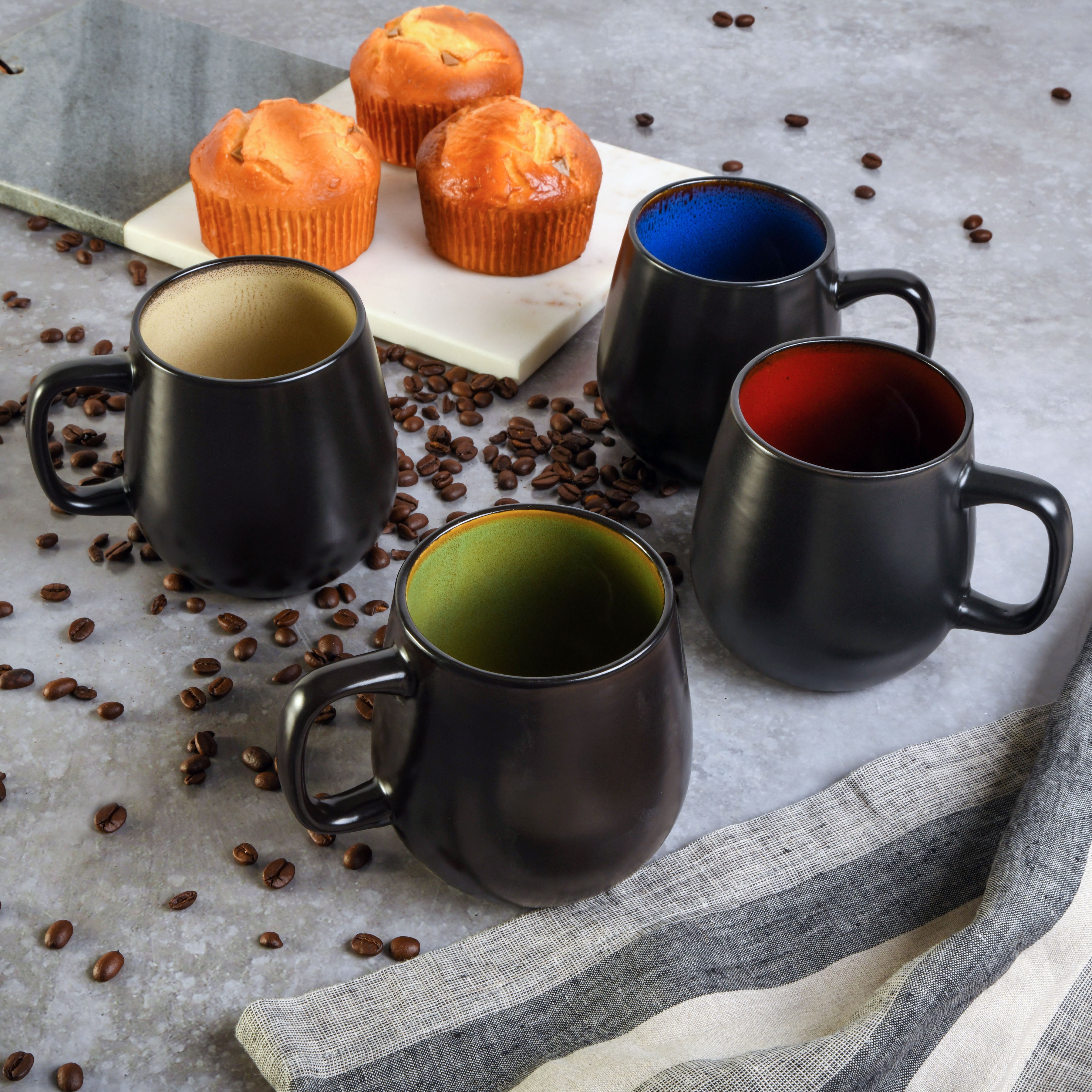 Gibson Elite Soho Café 4-Piece 21oz Reactive Stoneware Mug Set