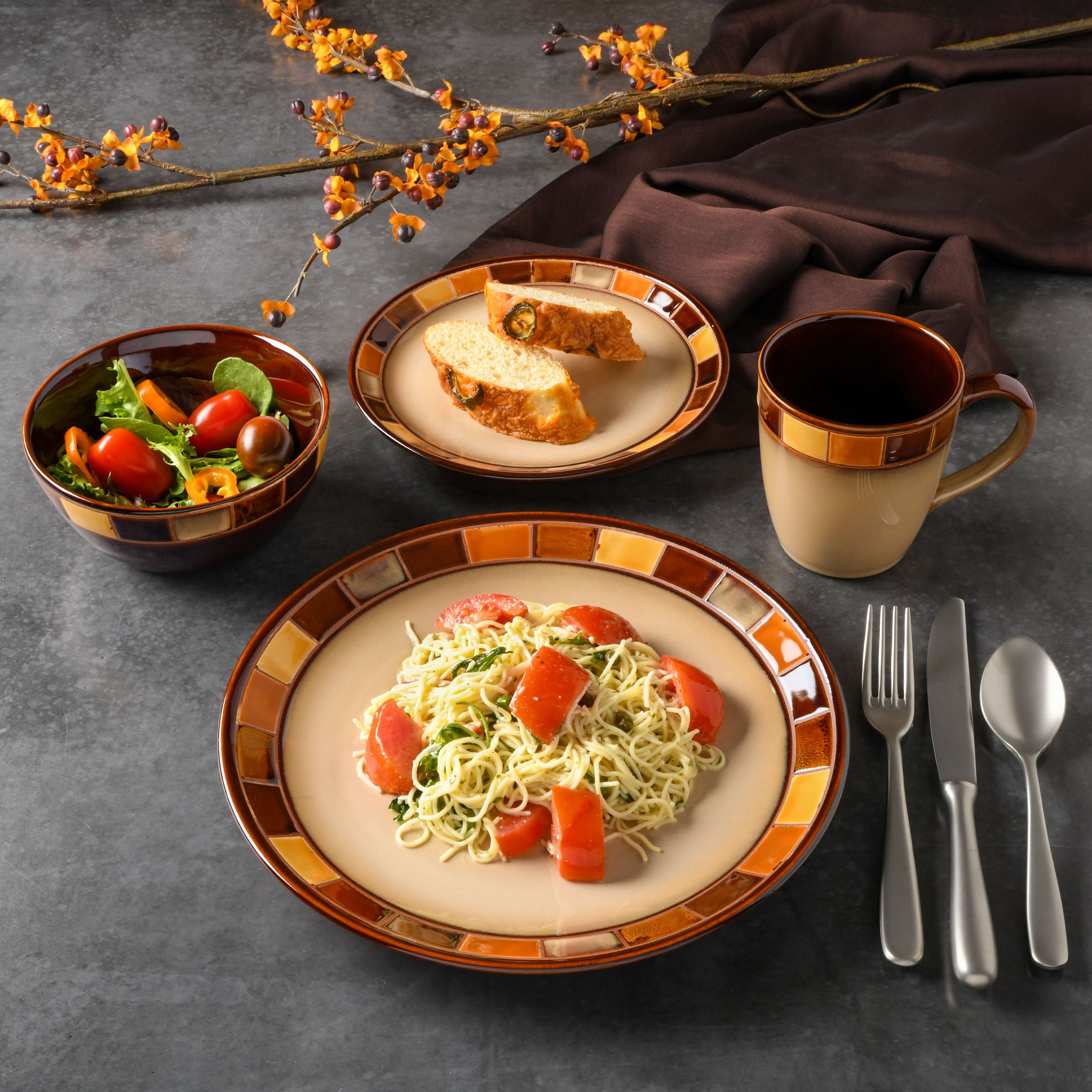 Gibson Elite Casa Estebana 16-Piece Reactive Stoneware Dinnerware Set