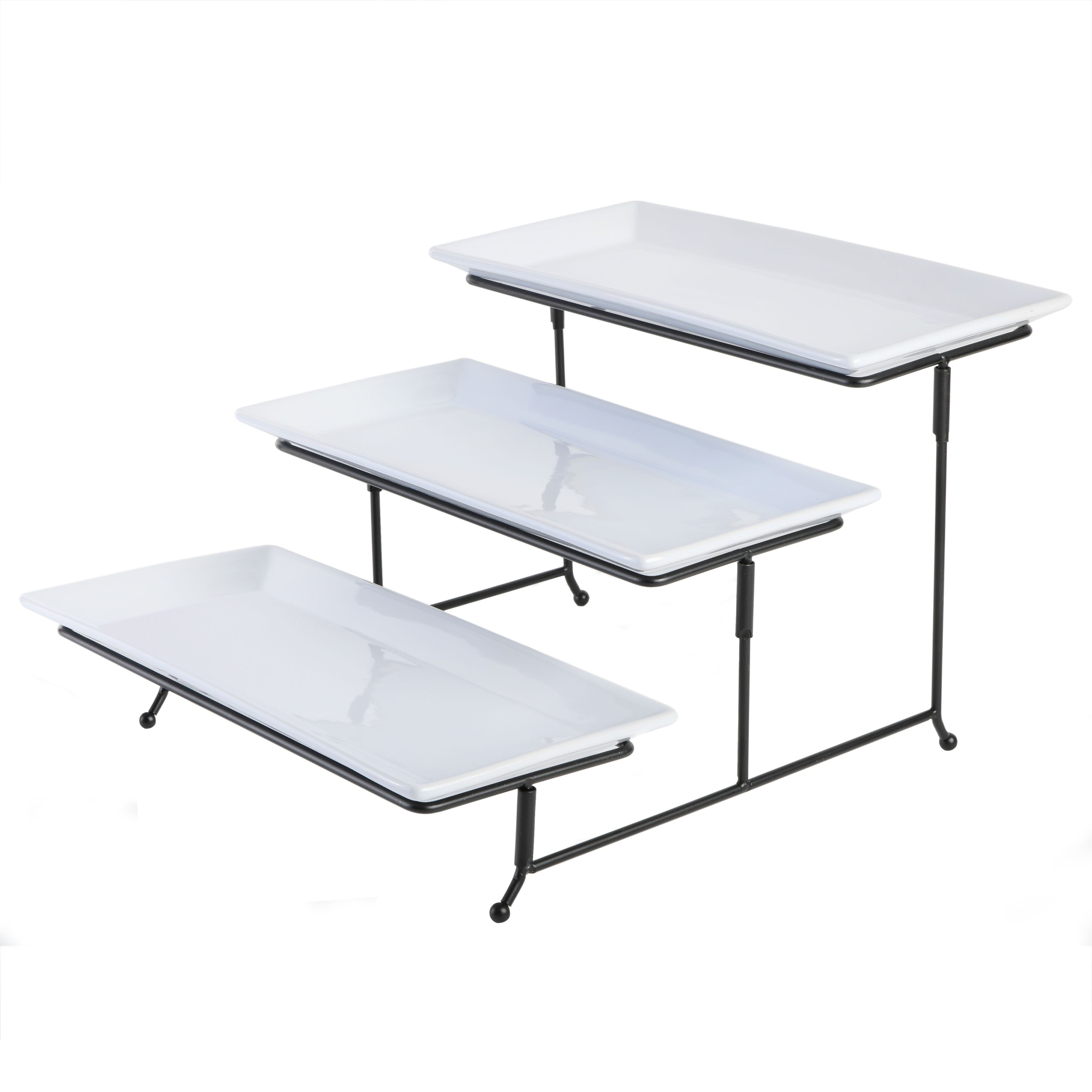Gibson Elite Gracious Dining 3-Tier Serving Set w/ Plates & Metal Stand