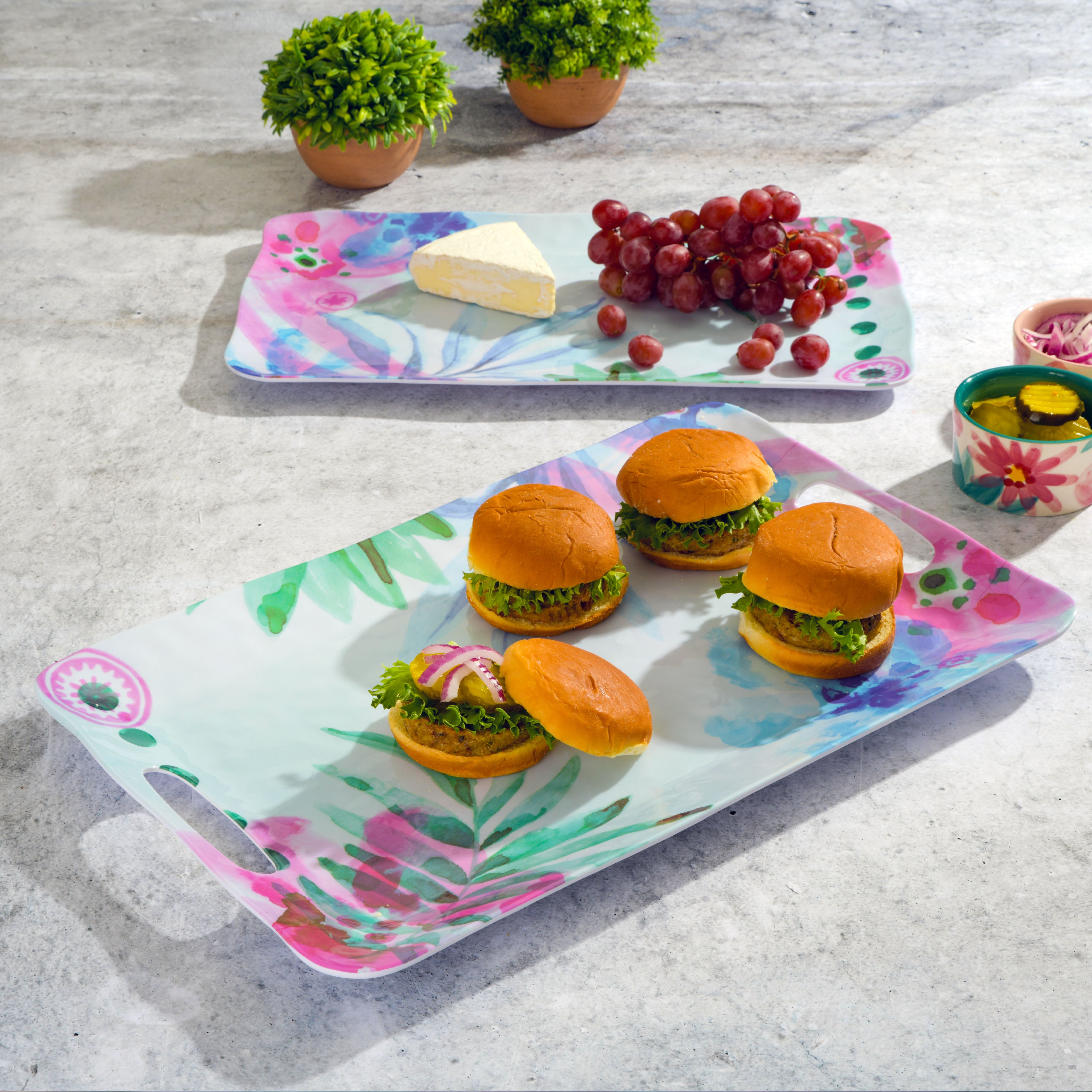 Spice by Tia Mowry Cinnamon Twist 2-Piece Decorated Melamine Serving Trays