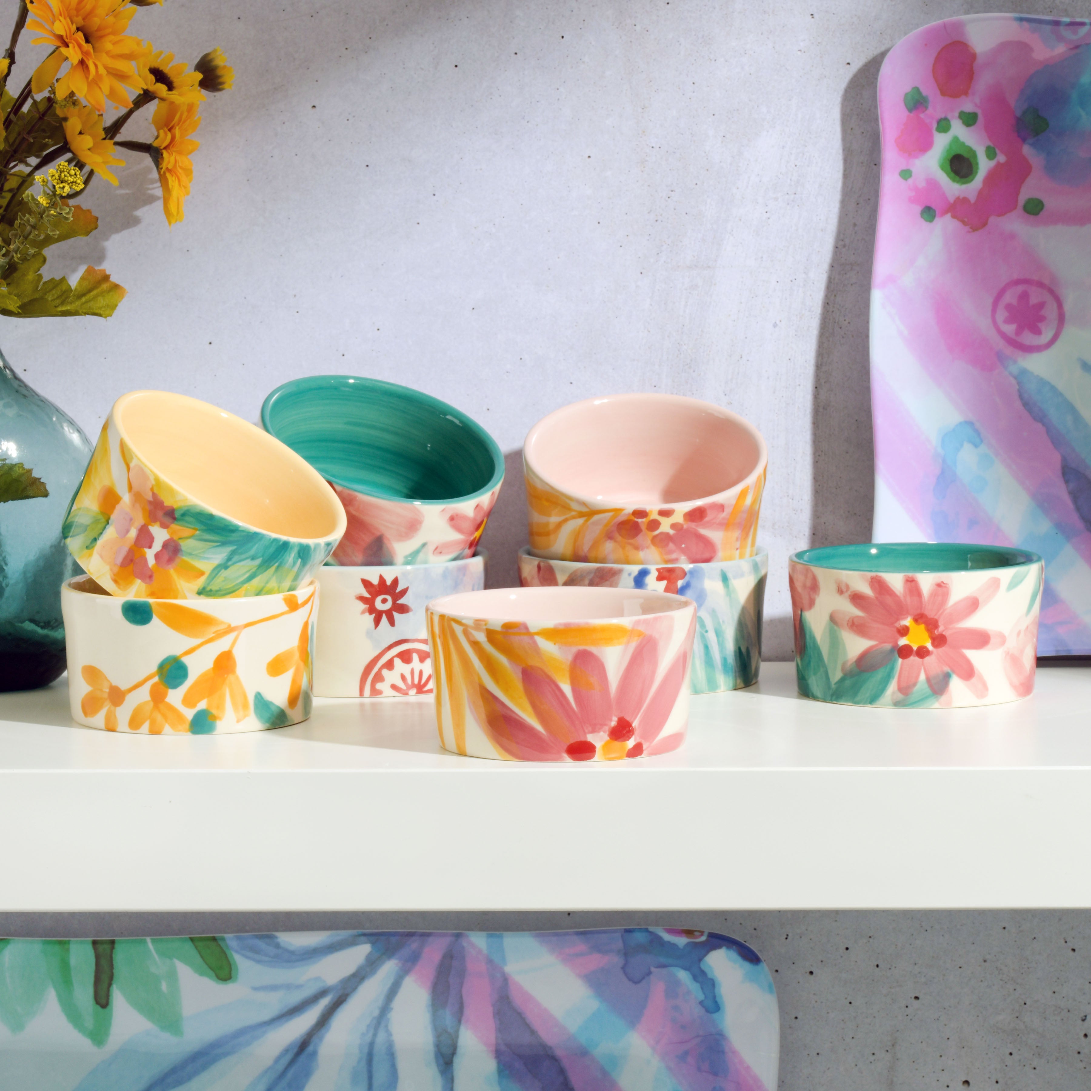 Spice by Tia Mowry Goji Blossom 8-Piece Hand Painted Ramekin Set