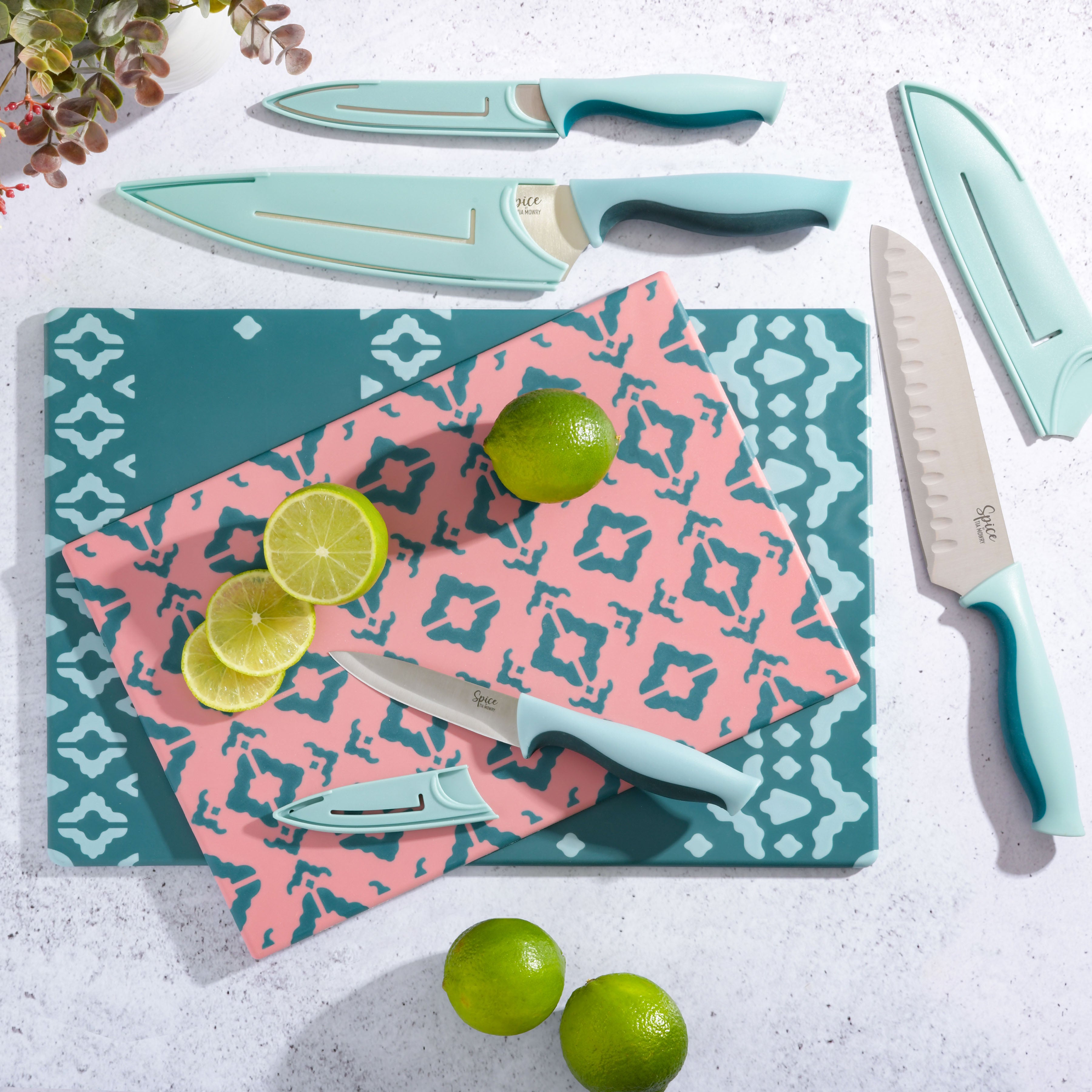 Spice by Tia Mowry 10-Piece Cutting Board and Kitchen Cutlery Set