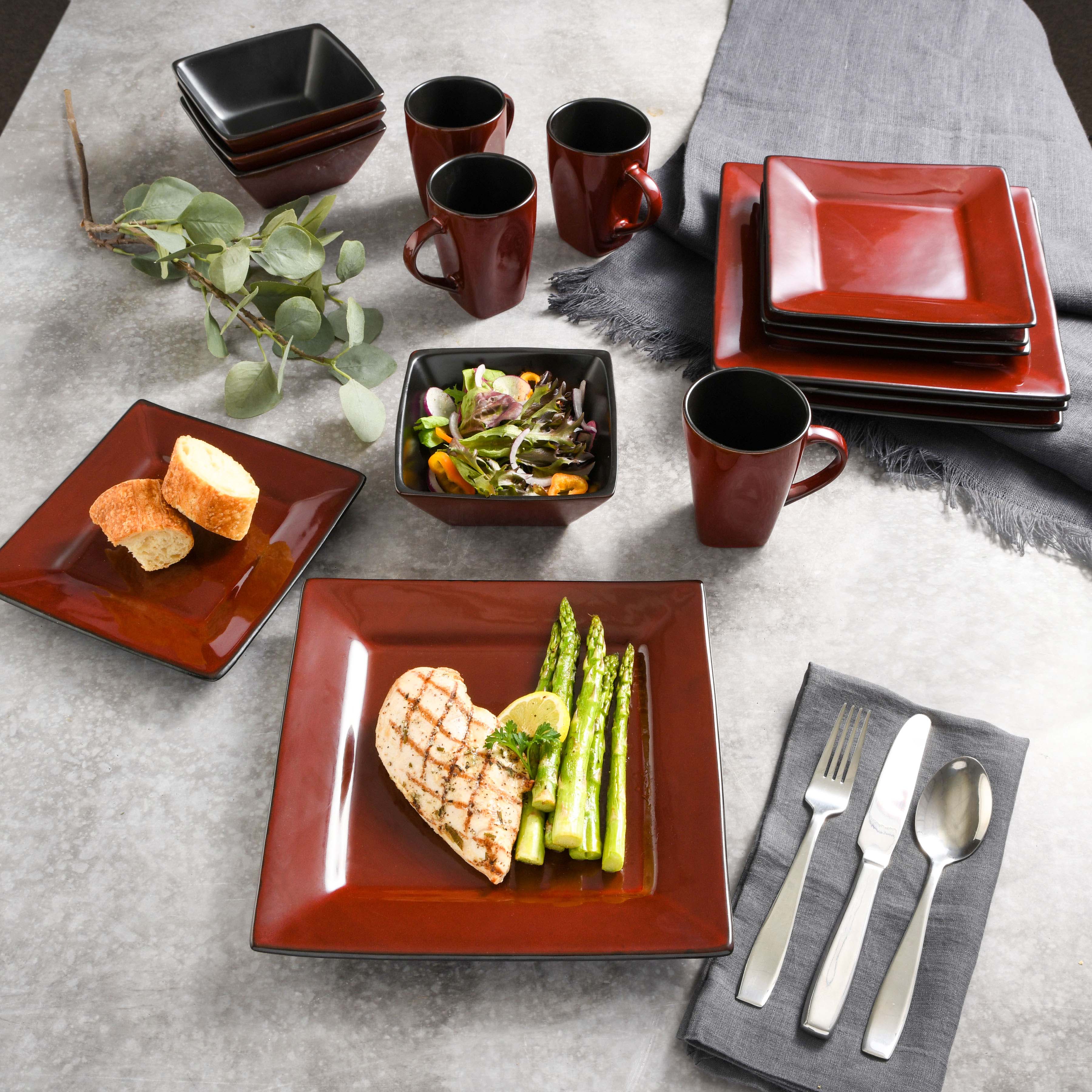 Gibson Elite Kiesling 16-Piece Reactive Stoneware Dinnerware Set