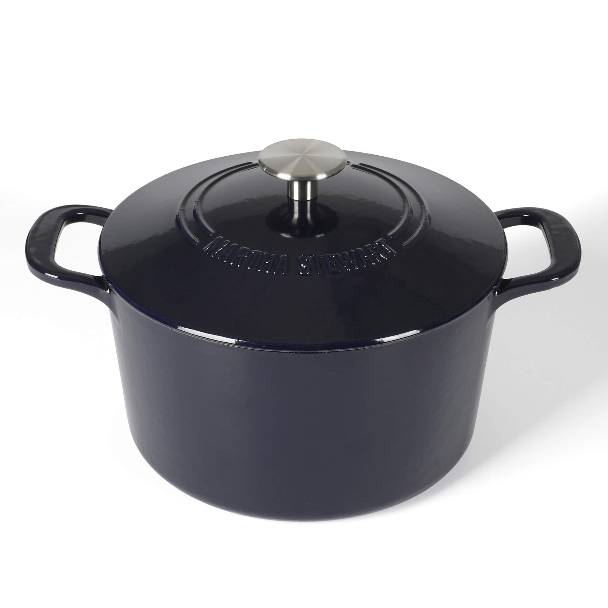 Martha Stewart Gatwick 4 Quart Enamel Cast Iron Dutch Oven - Navy Blue