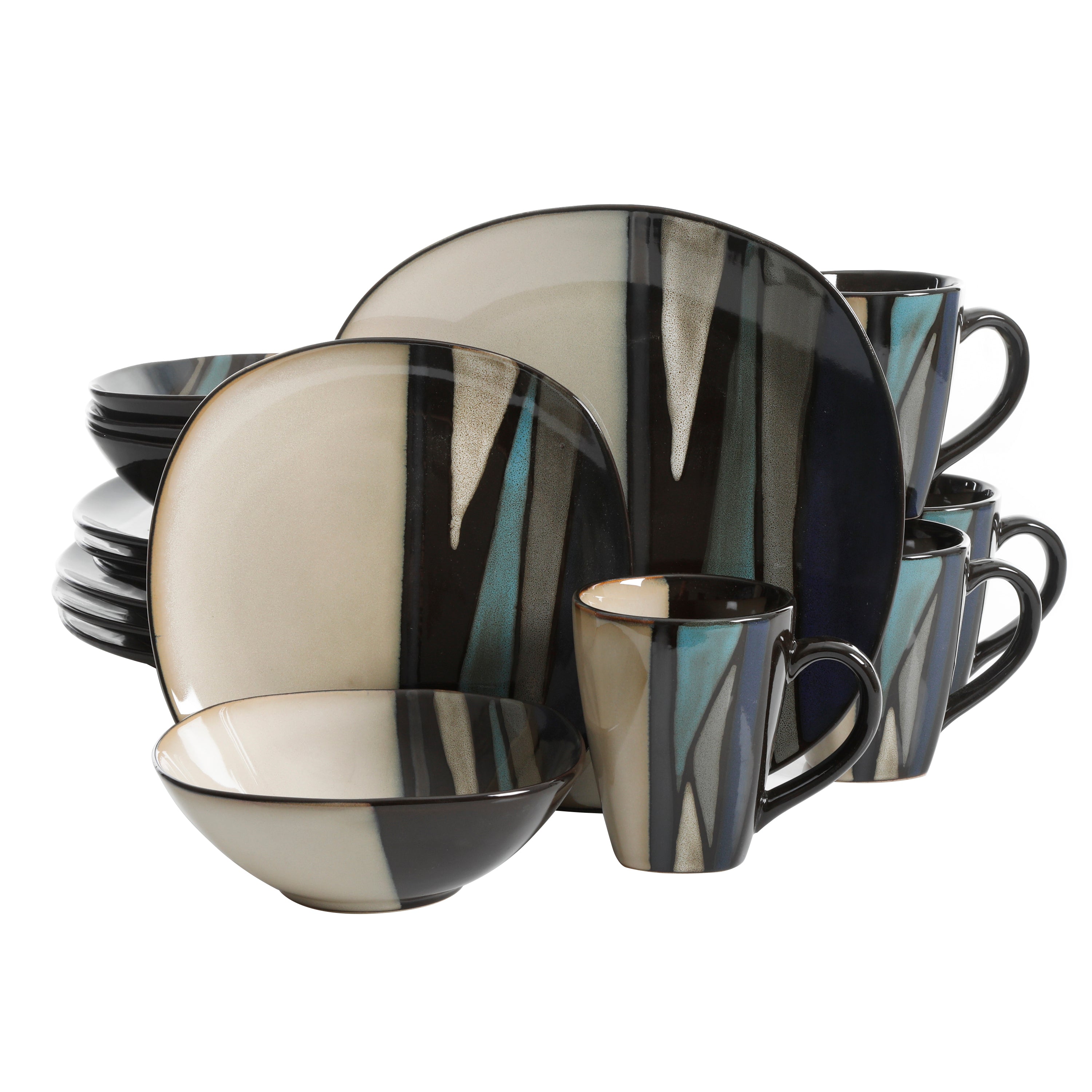 Gibson Elite Althea 16-Piece Stoneware Reactive Dinnerware Set