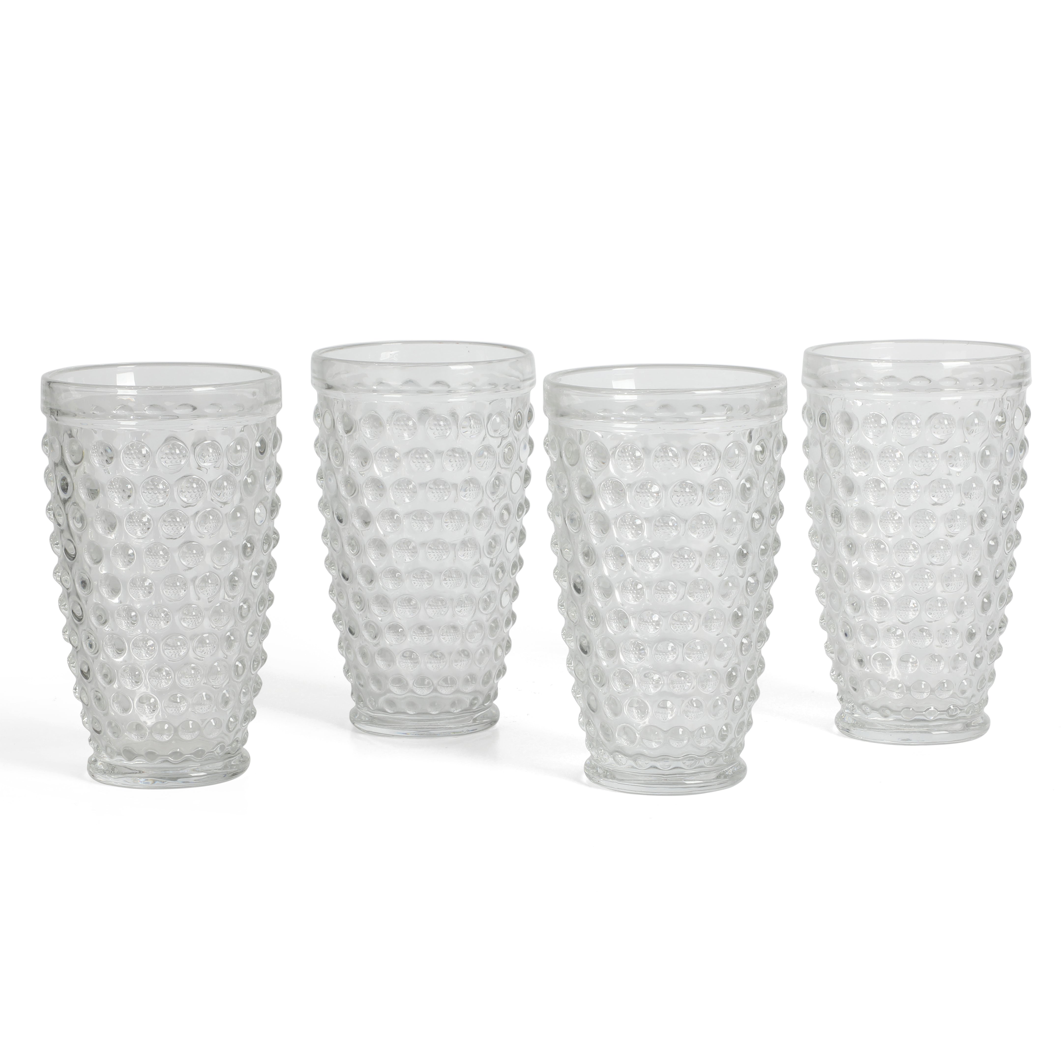 Martha Stewart Chauncey 4-Pack 14.3 oz Hobnail Handmade Glass Tumbler