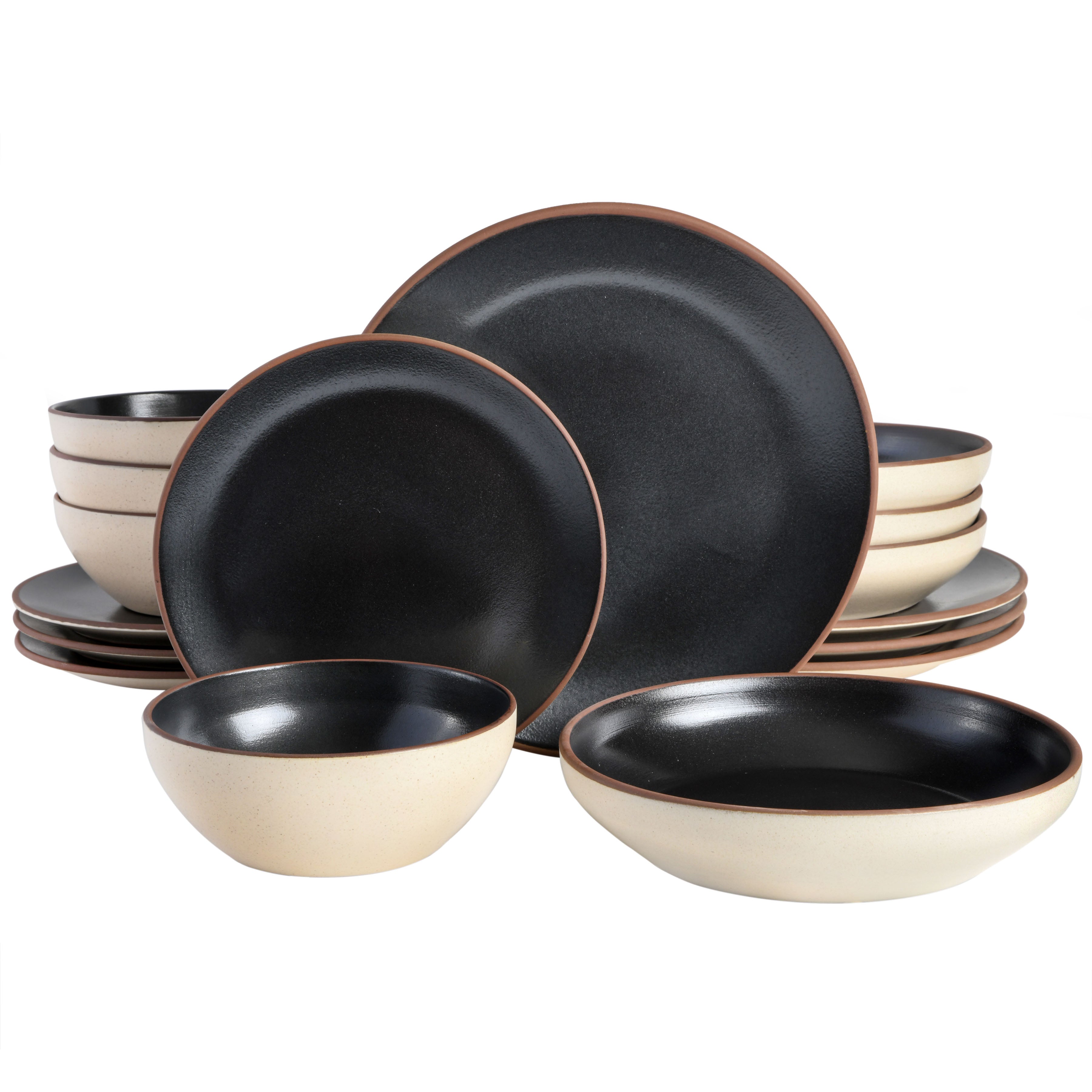 Gibson Elite Contempo Classic 16-Piece Double Bowl Terracotta Dinnerware Set