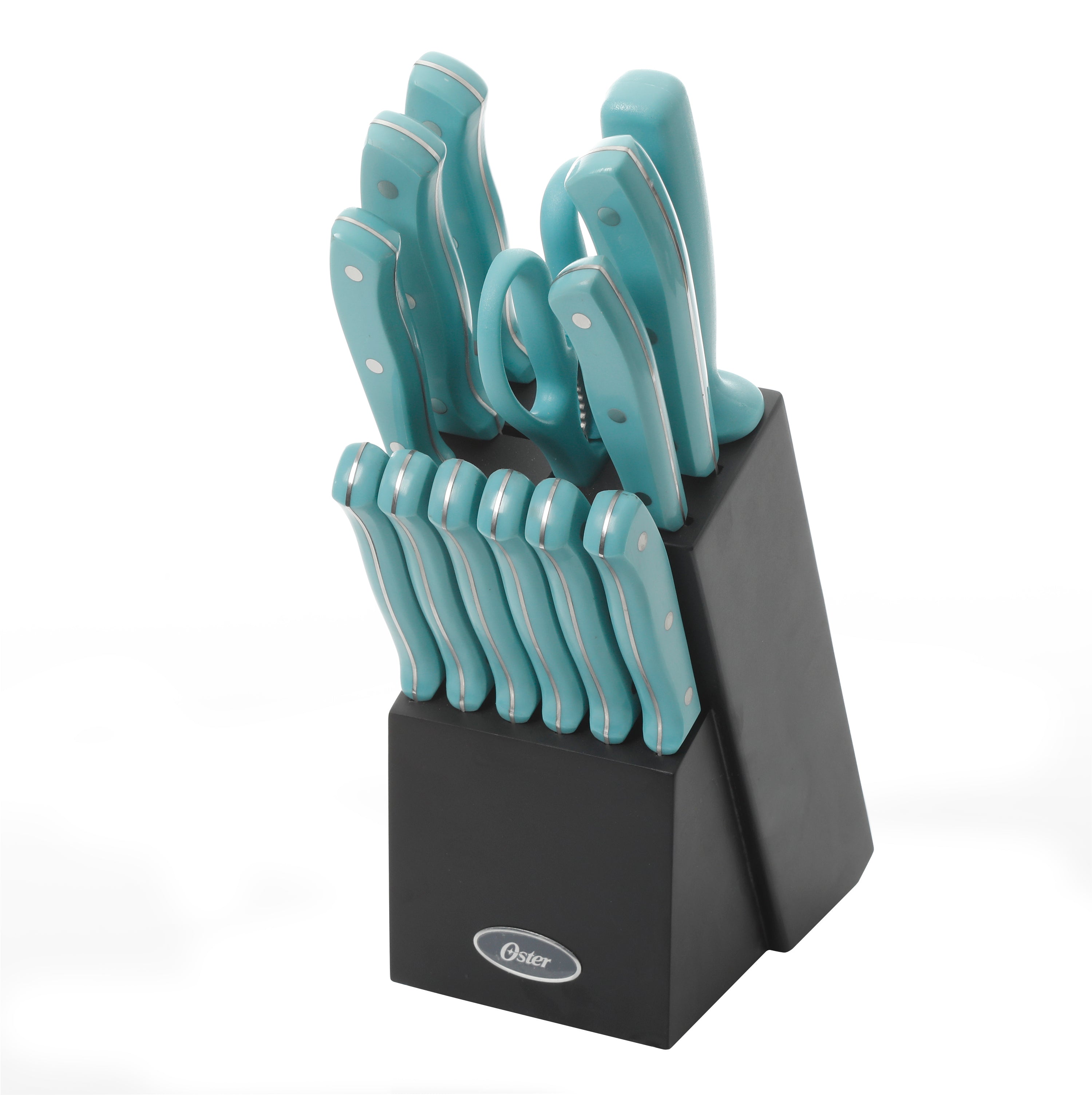Oster Evansville 14 Piece Stainless Steel Cutlery Set in Light Blue
