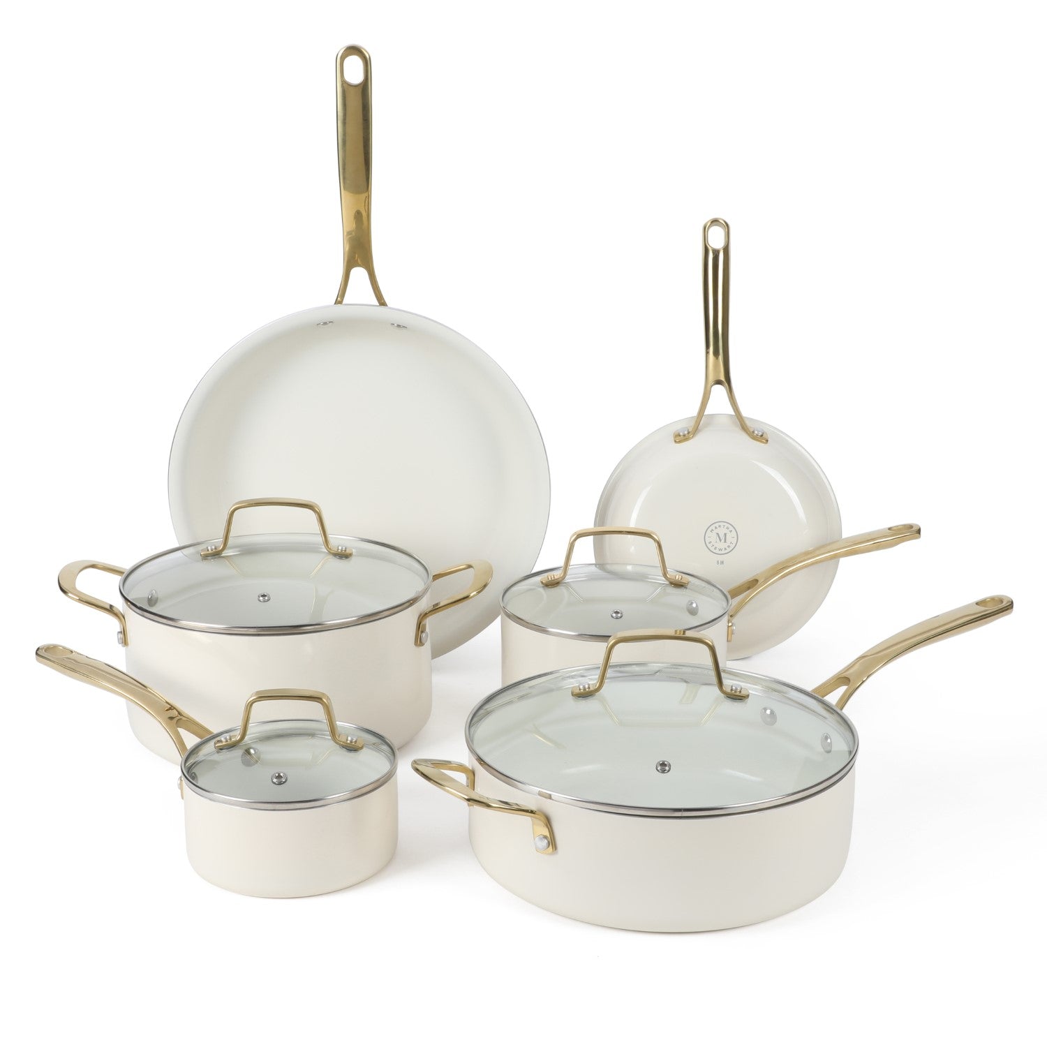 Martha Stewart Lockton 10-Piece Heavy Gauge Aluminum Cookware Set w/ Ceramic Non-Stick Interior