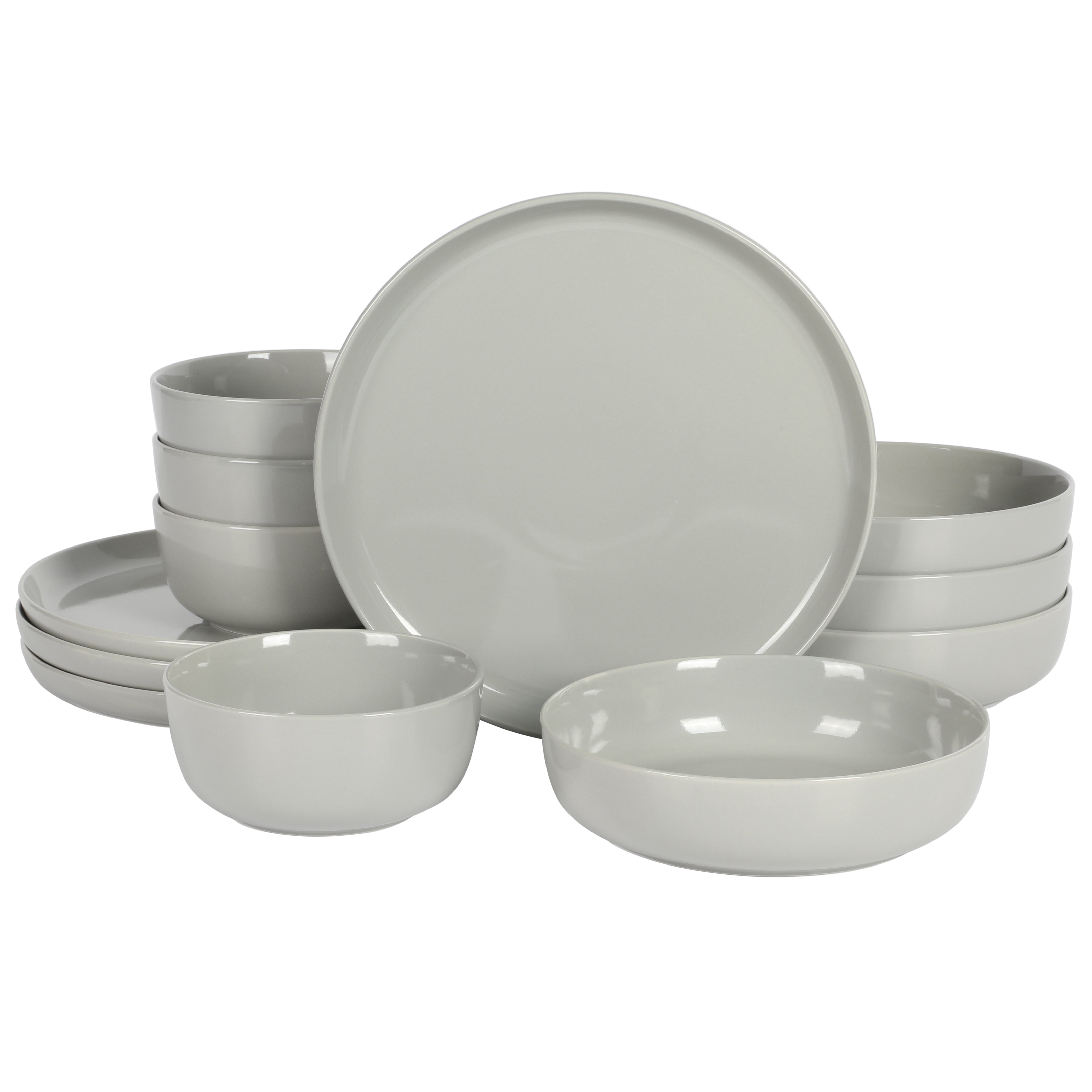Gibson Home Oslo 12-Piece Porcelain Double Bowl Dinnerware Set