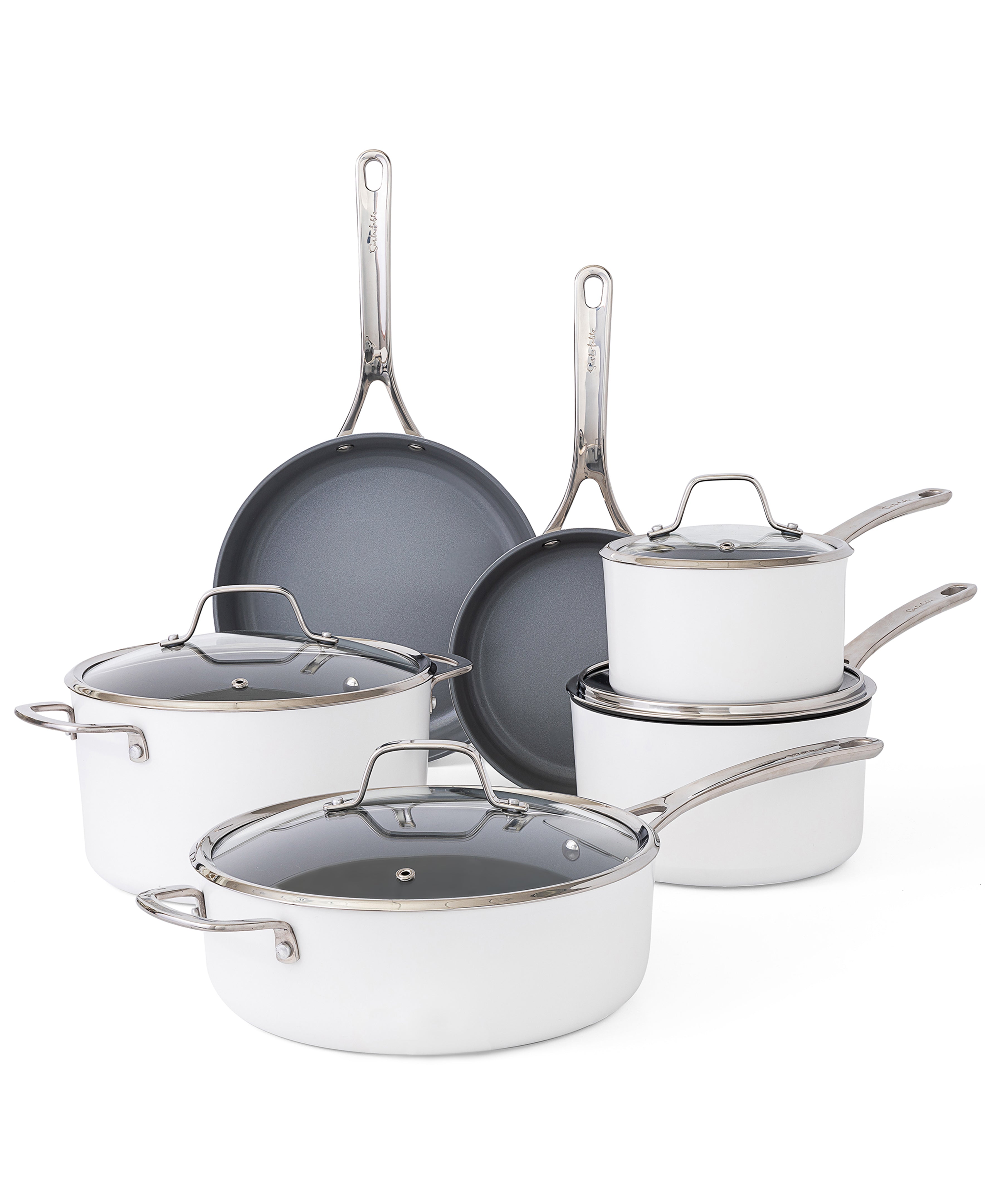 Sur La Table Angelie 10-Piece Enameled Aluminum Cookware Set w/ Premium Grey Ceramic Interior