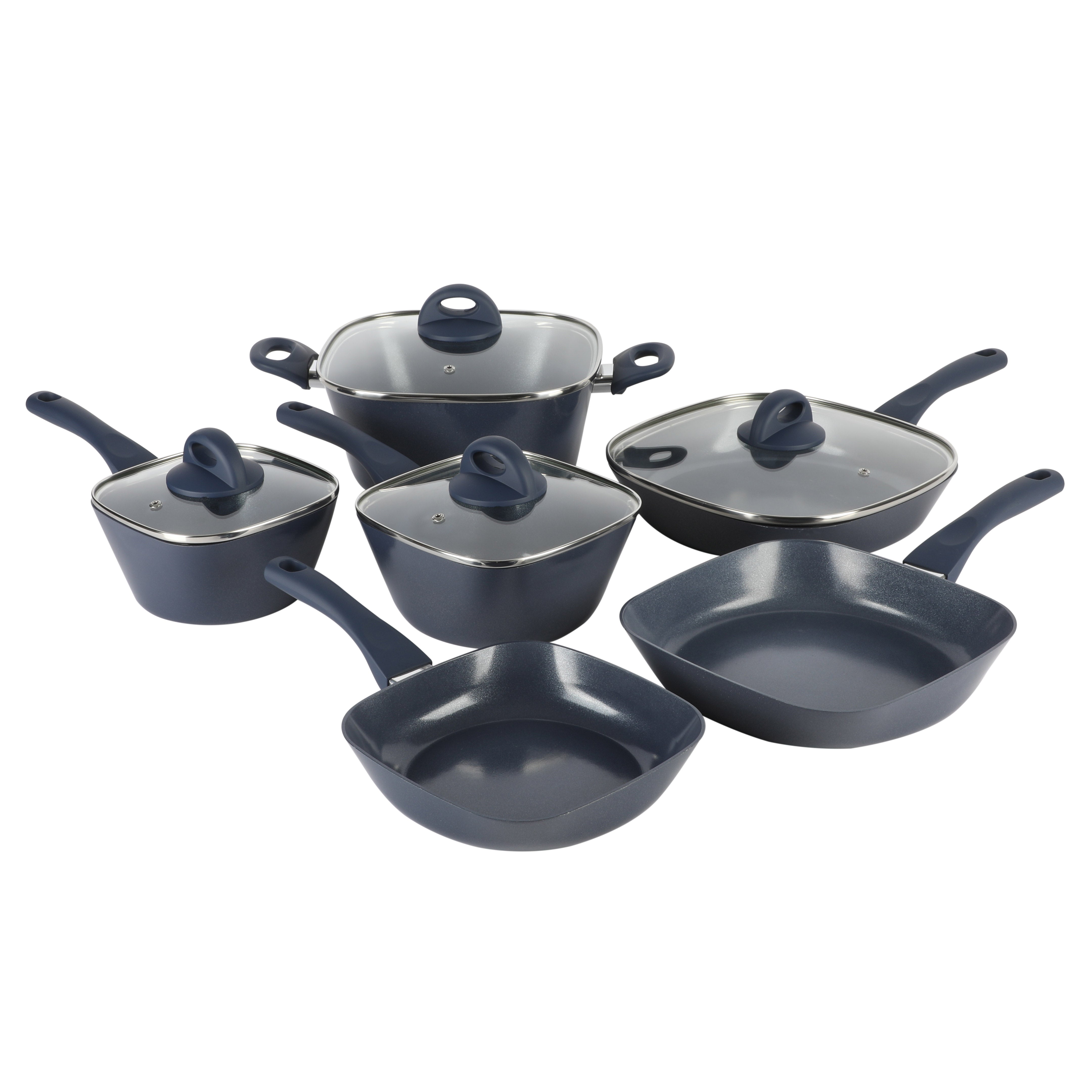 Gibson Soho Lounge 10-Piece Aluminum SquareDiamond-Infused Ceramic Non-Stick Induction Cookware Set