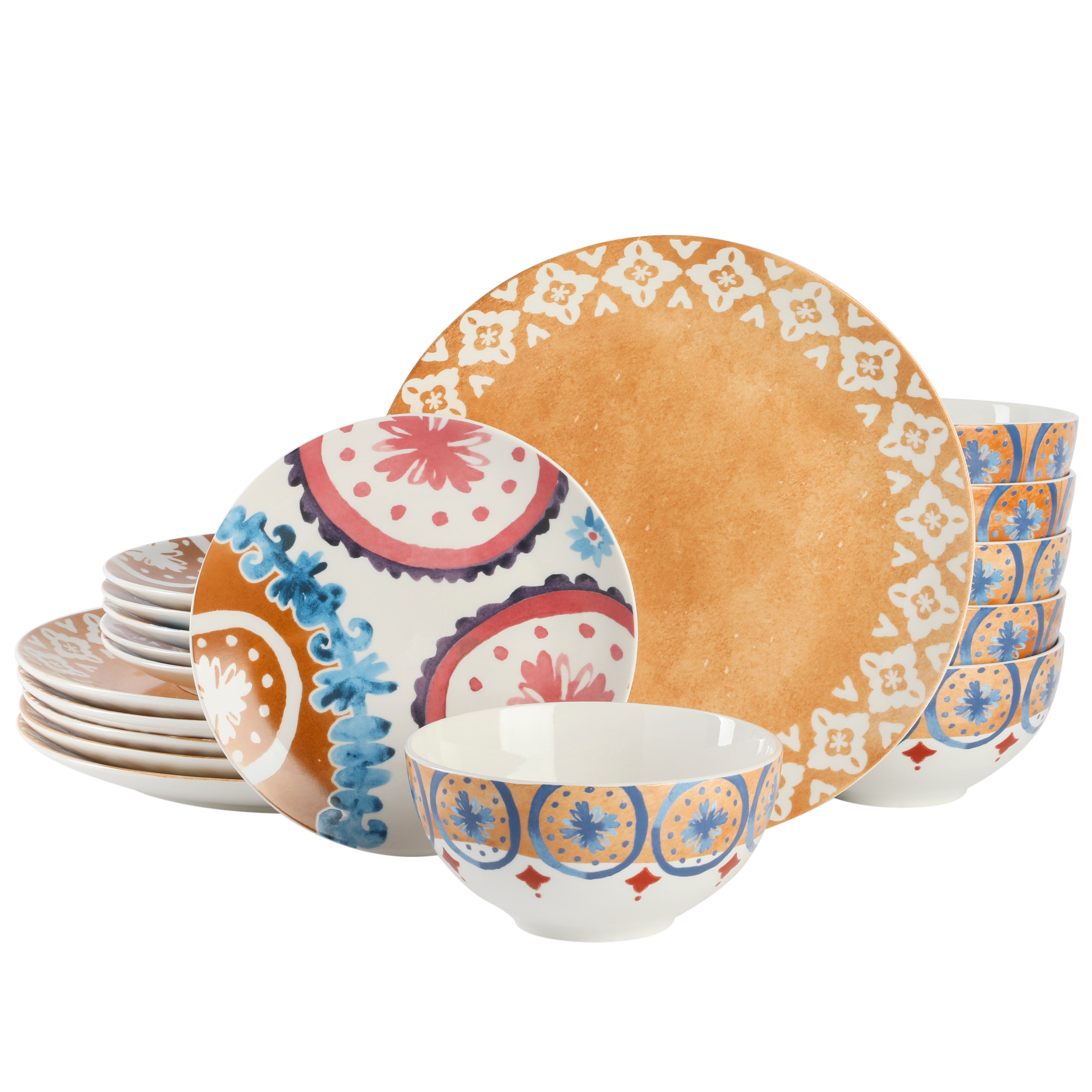 Spice by Tia Mowry Savory Saffron 18-Piece Porcelain Dinnerware Set