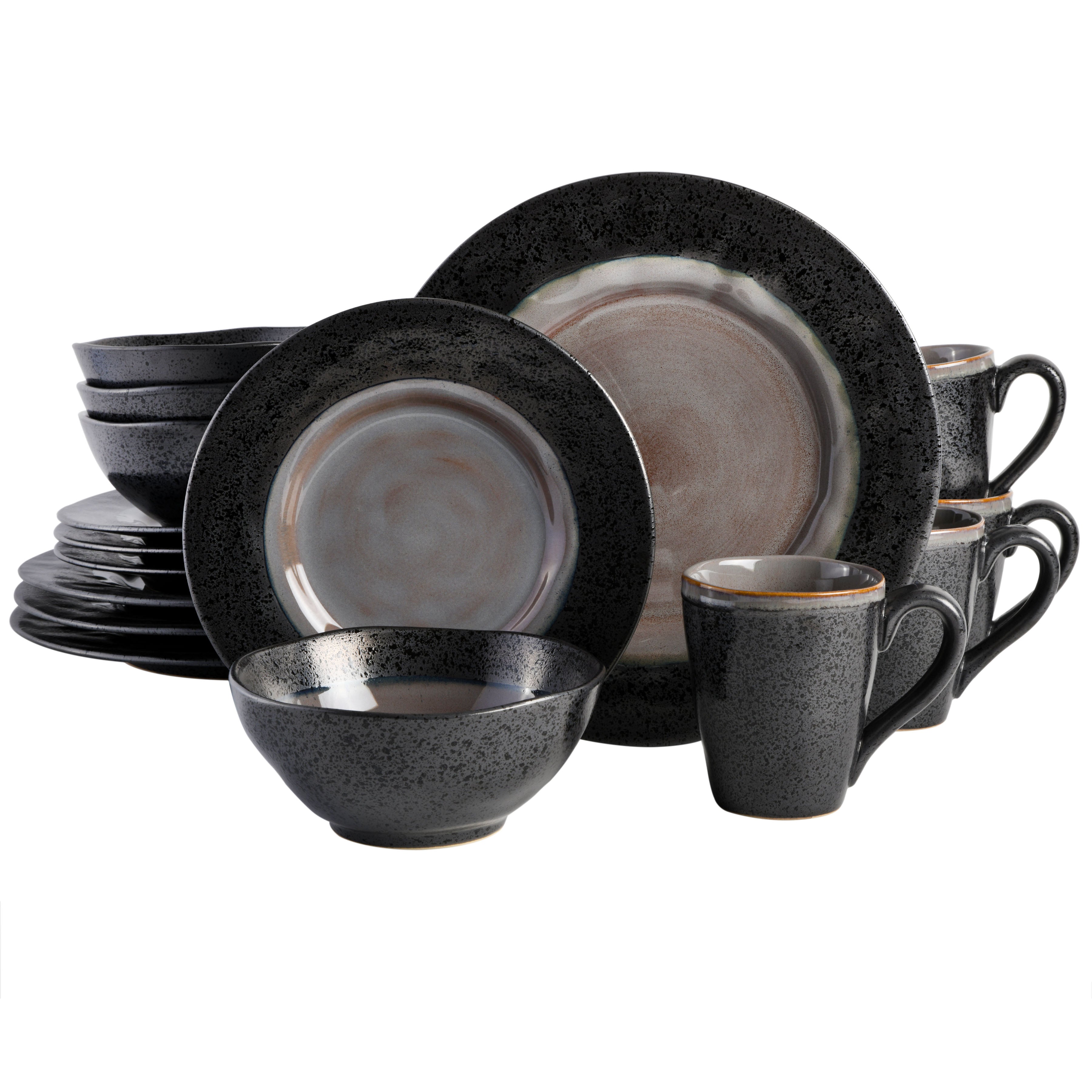 Gibson Elite Dragonstone 16-Piece Reactive Stoneware Dinnerware Set