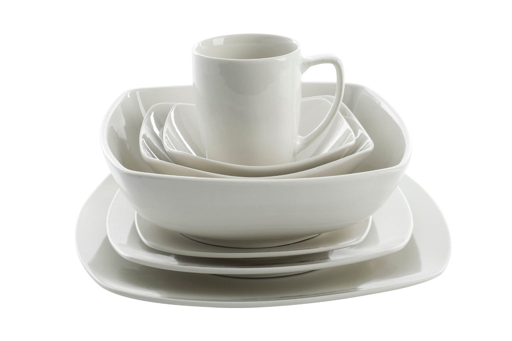 Gibson Home 102539.16RM Zen Buffet Serviesset, porselein, wit (vierkant Gibson Home 102539.16RM Zen Buffet Serviesset, porselein, wit (vierkant