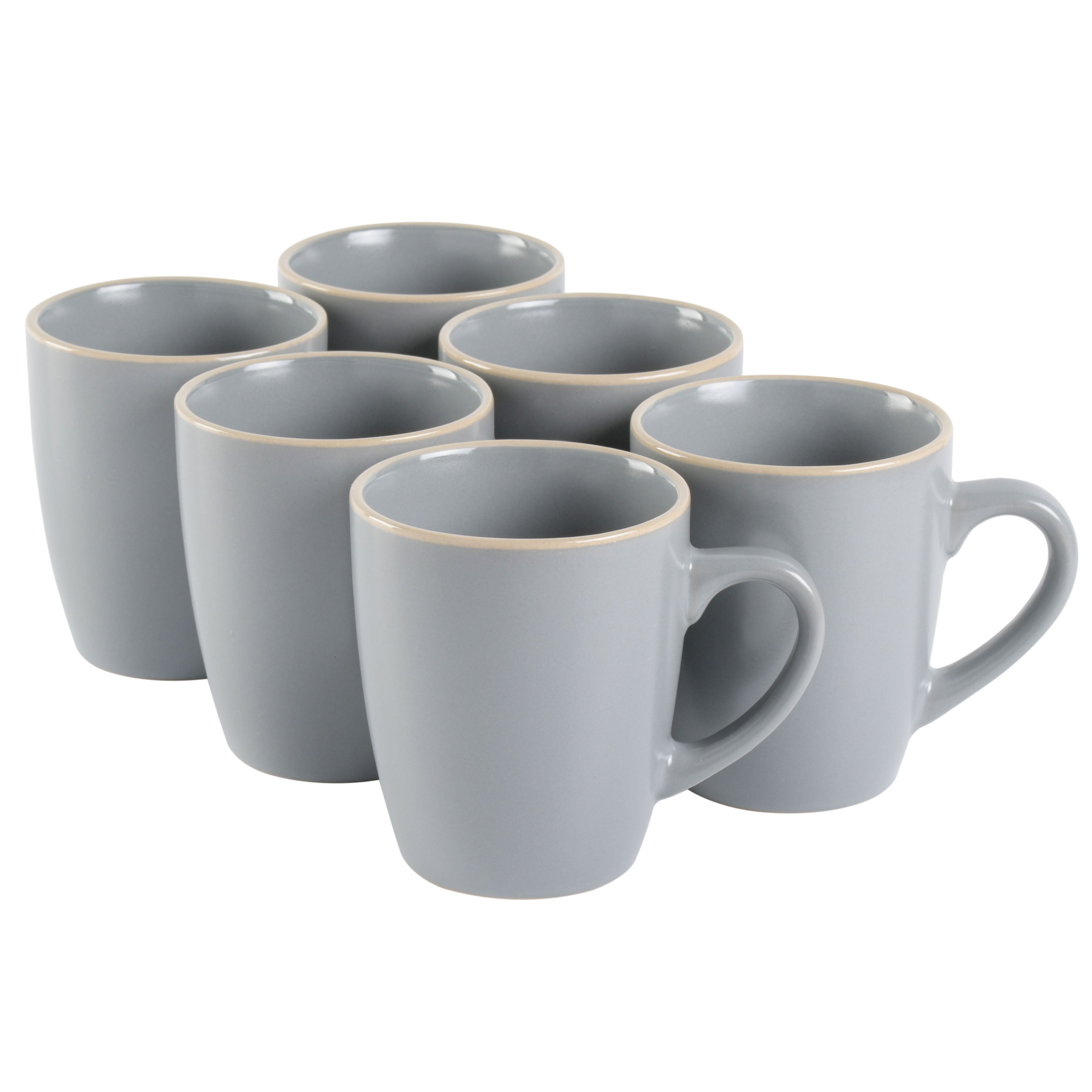 6 Pack Stackable Coffee Mugs, 12 Ounce Porcelain Latte Cup with Handle,  Ceramic