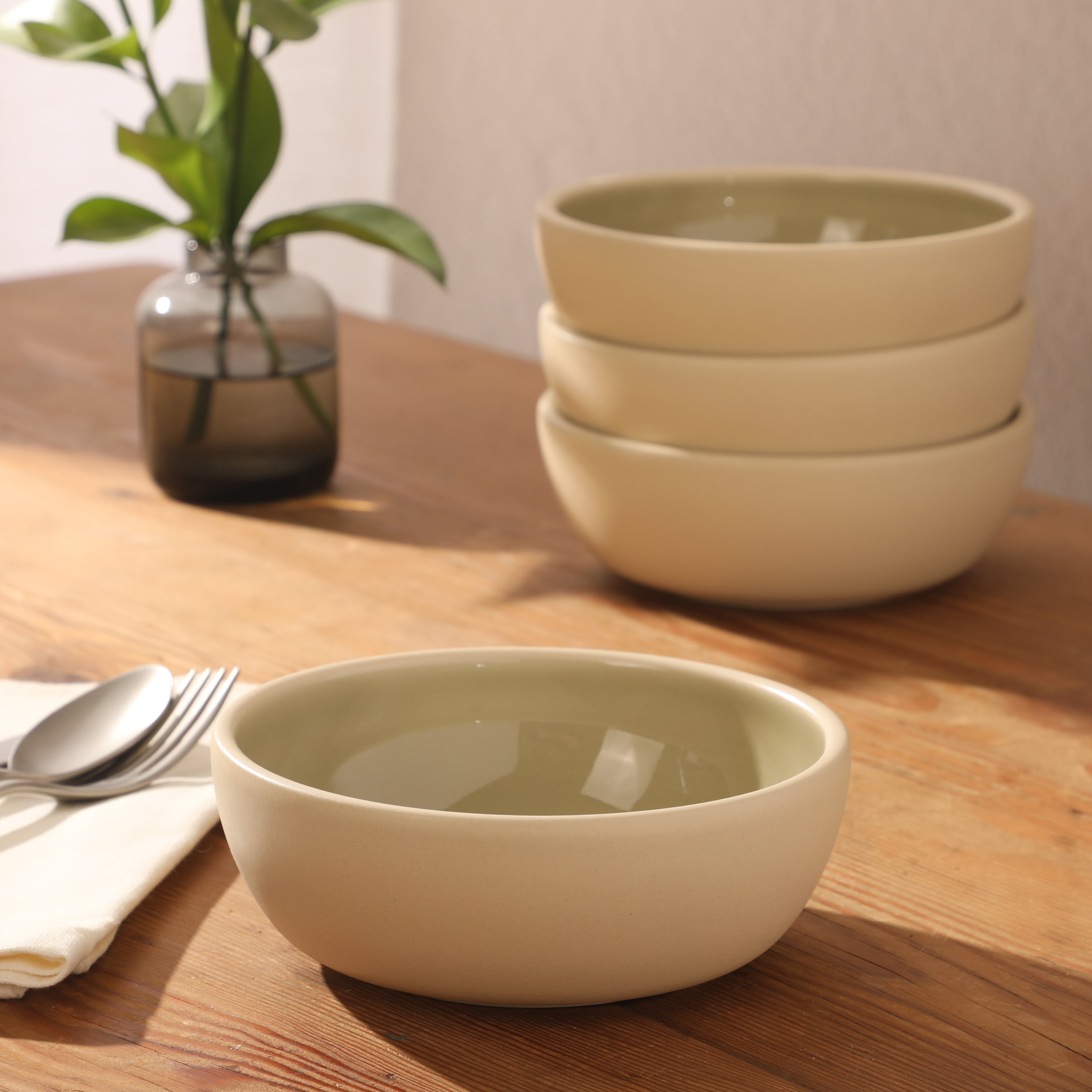 Gibson Elite - Made in Portugal -  Port Gaia 4 Piece Cereal Bowl Set, 6.2” Stoneware Bowls, Reactive Glaze Finish, Soup, Dessert & Snack Bowls, Microwave & Dishwasher Safe
