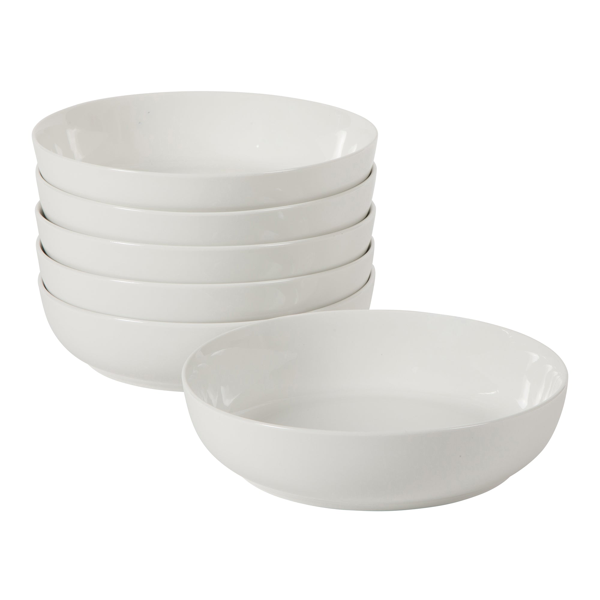 Gibson Home Zen Buffet 6-Piece 41oz Large Pasta Bowls Porcelain Ceramic Chip and Scratch Resistant Shallow Salad  Bowl, Serving Bowls, Soup Bowls Set, Dishwasher & Microwave Safe White