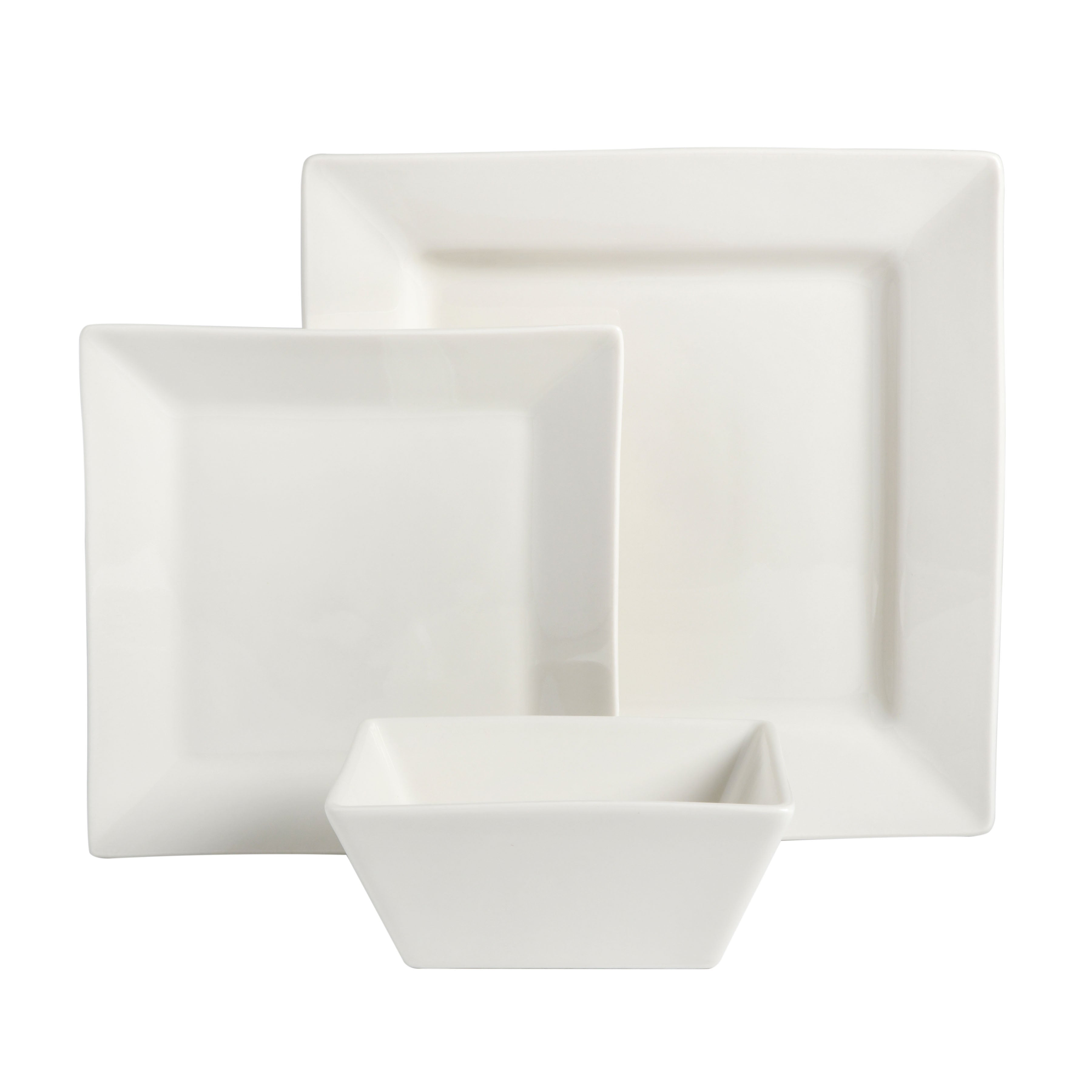 Gibson Home Everyday Hard Square 12-Piece Fine Ceramic Dinnerware Set