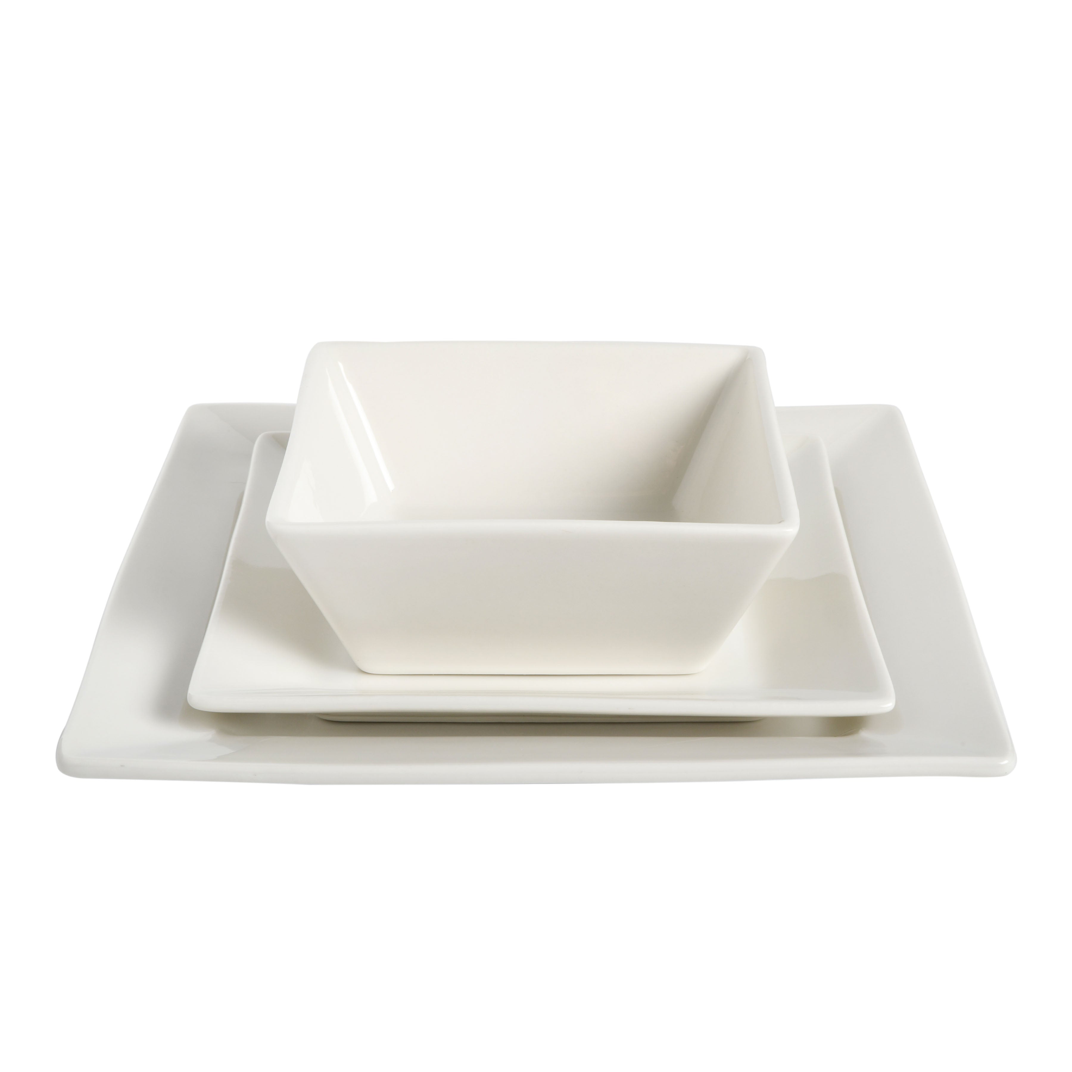 Gibson Home Everyday Hard Square 12-Piece Fine Ceramic Dinnerware Set