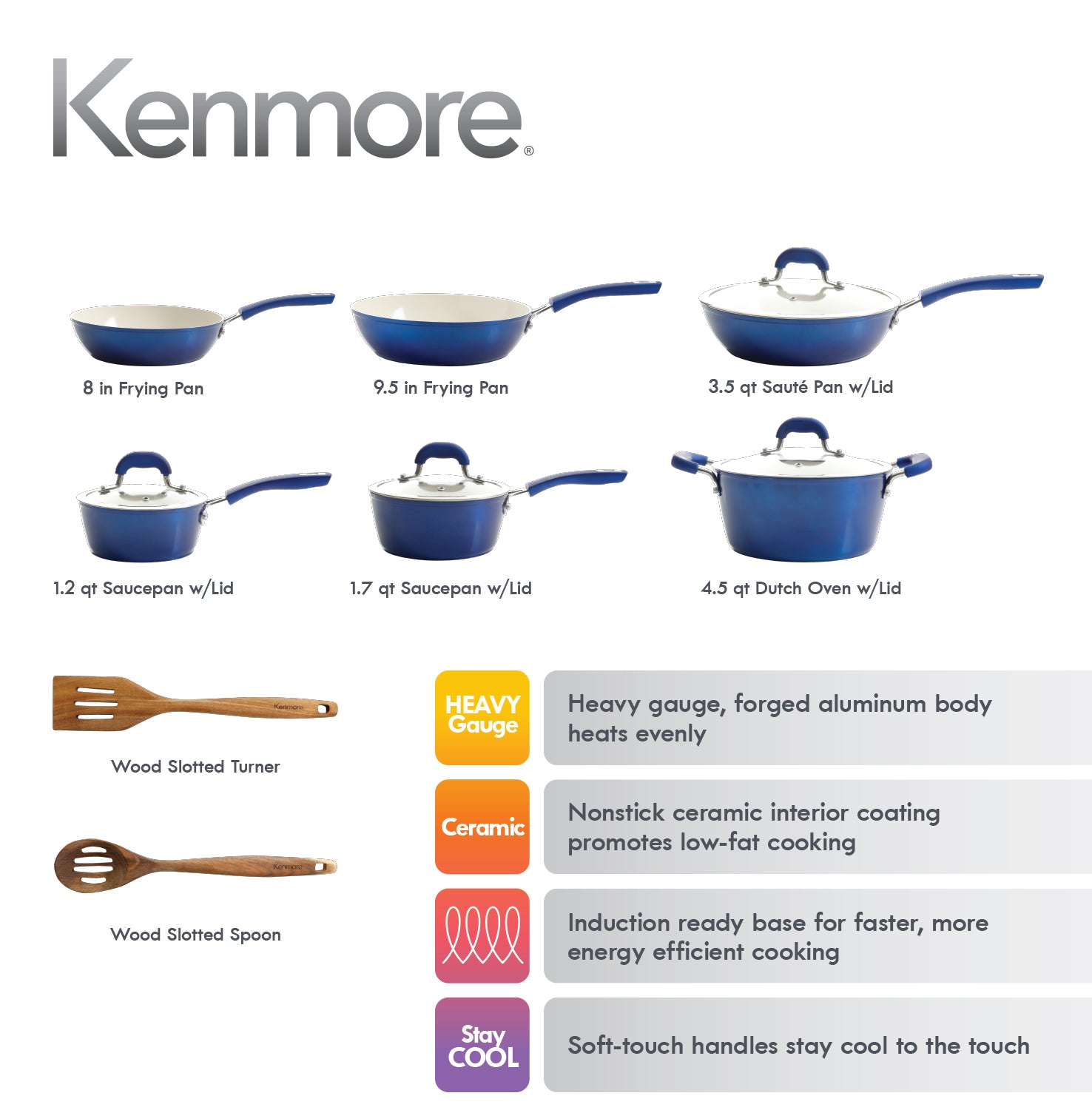 Kenmore Arlington 12-Piece Aluminum Ceramic Cookware Set