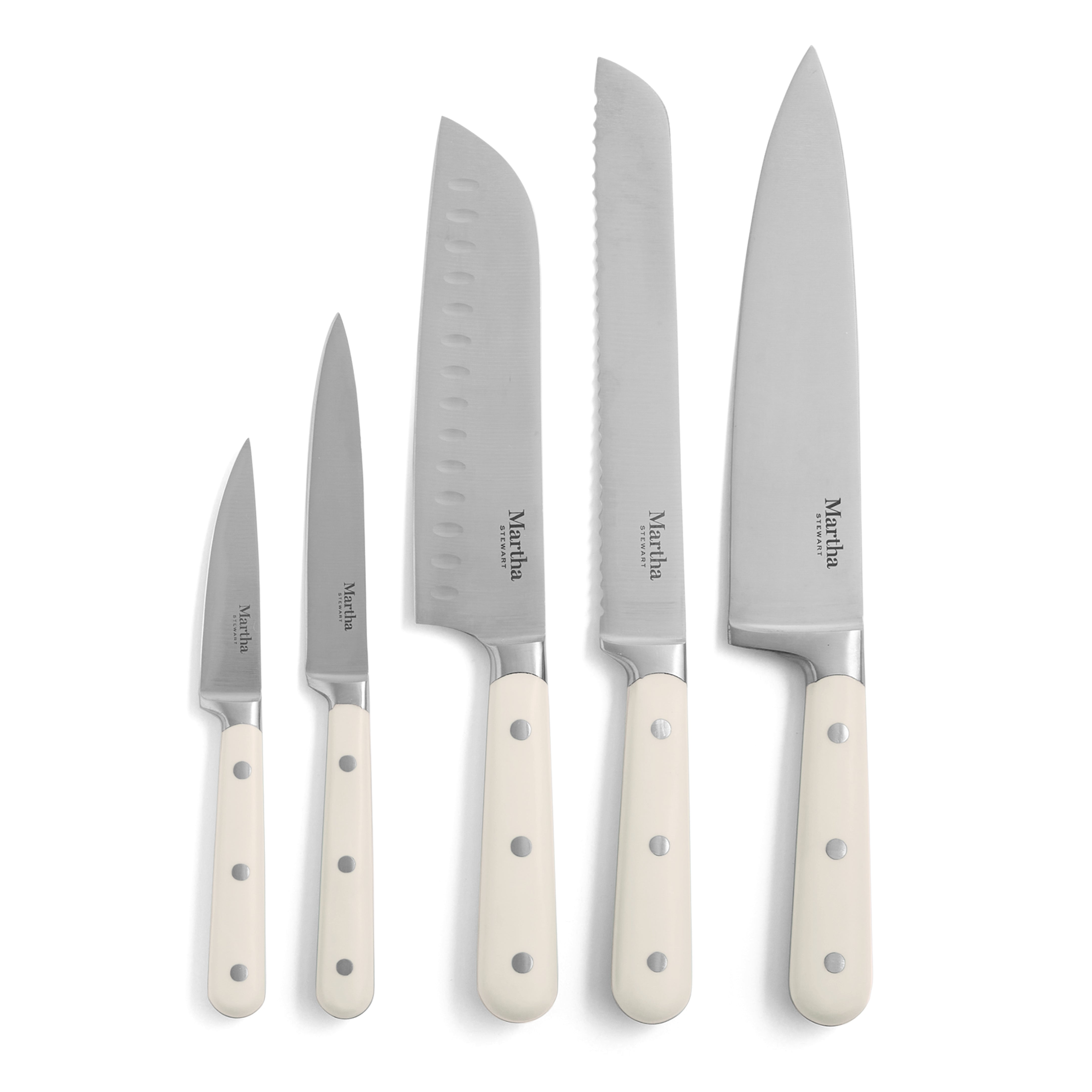 Martha Stewart 4 Piece Cutlery Set Knives, White, Stainless Shears, Chef,  Paring