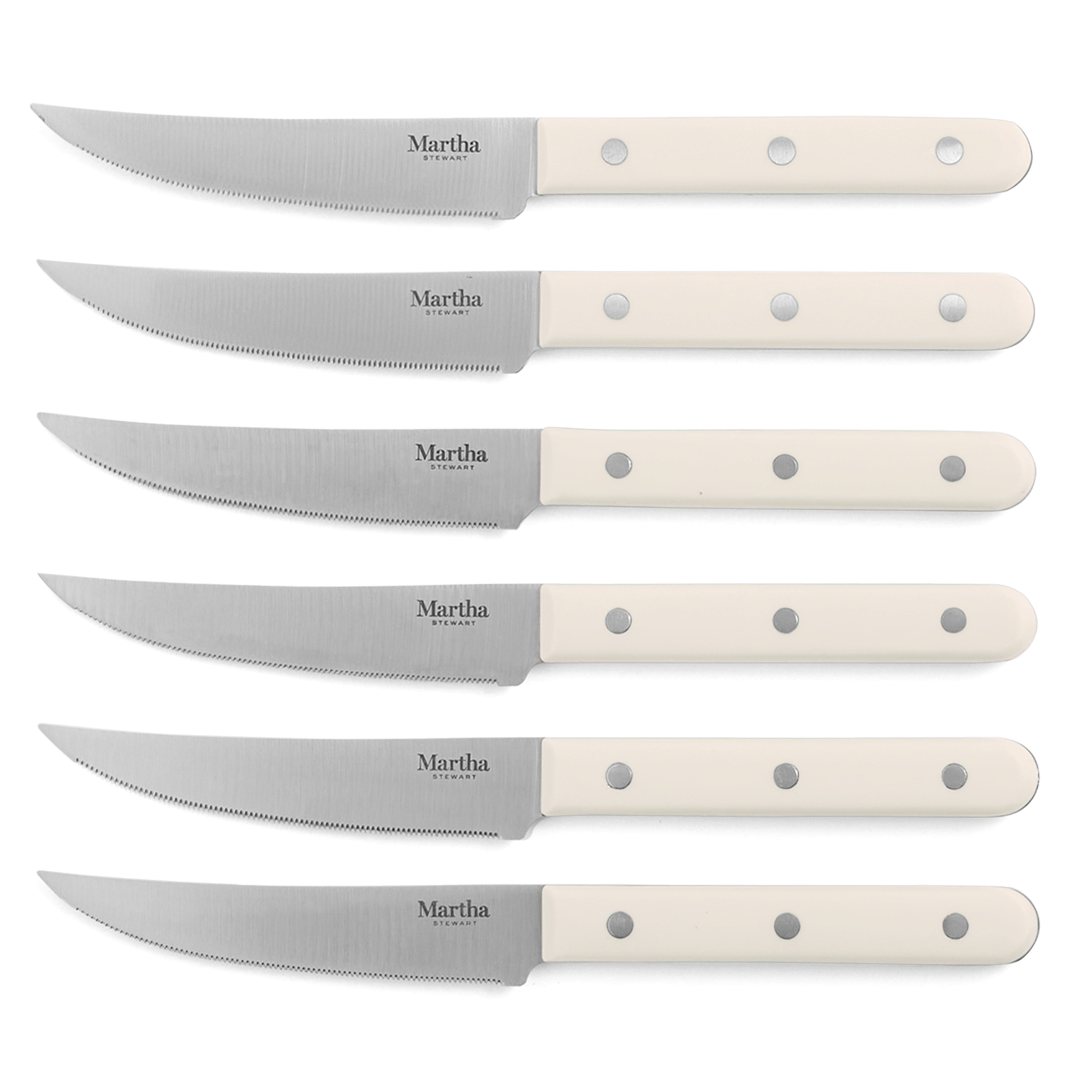 MARTHA STEWART Eastwalk 14 Piece High Carbon Stainless Steel Cutlery Knife  Block Set w/ABS Triple Riveted Forged Handle Acacia Wood Block - Linen