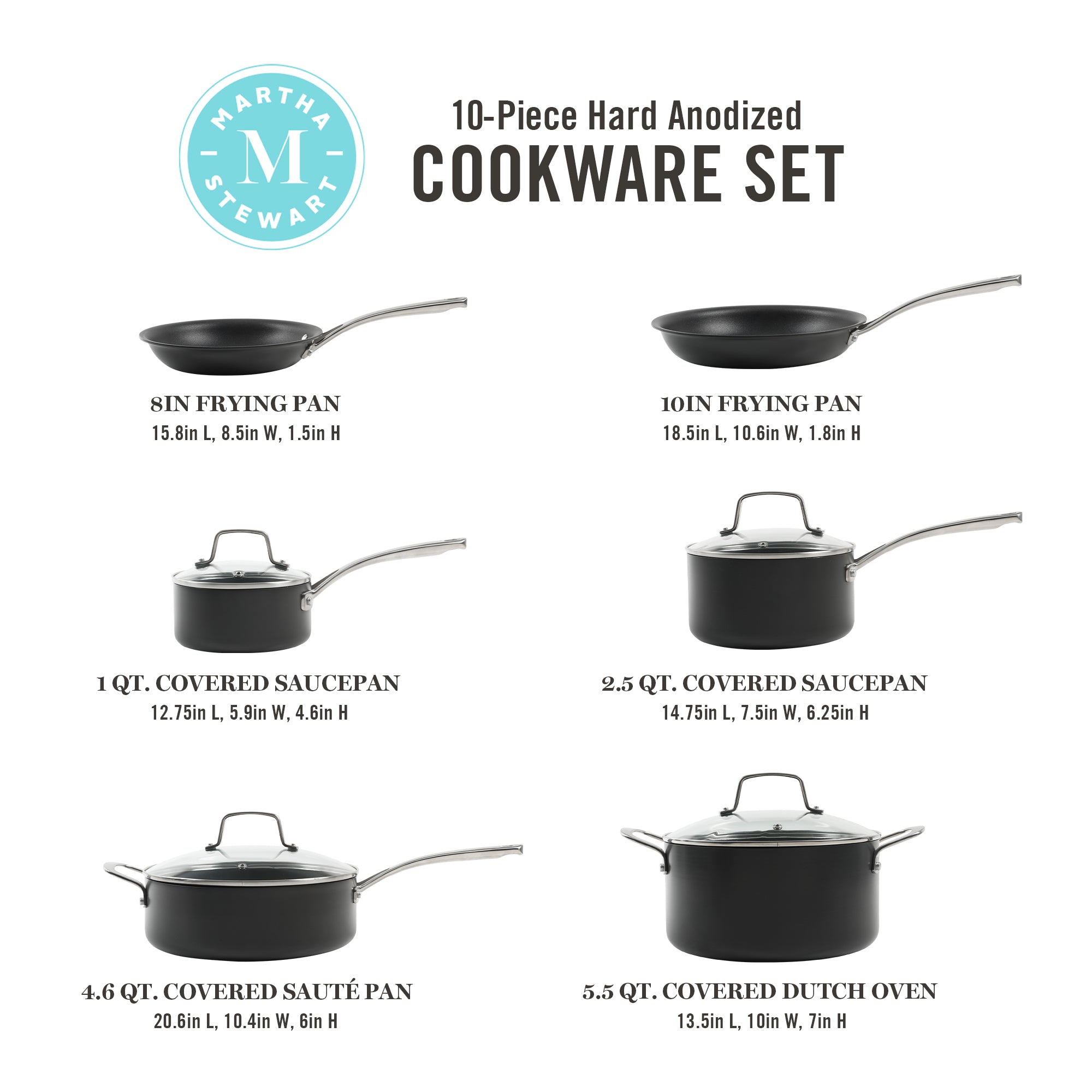 Martha Stewart Bosworth 10-Piece Cookware Set