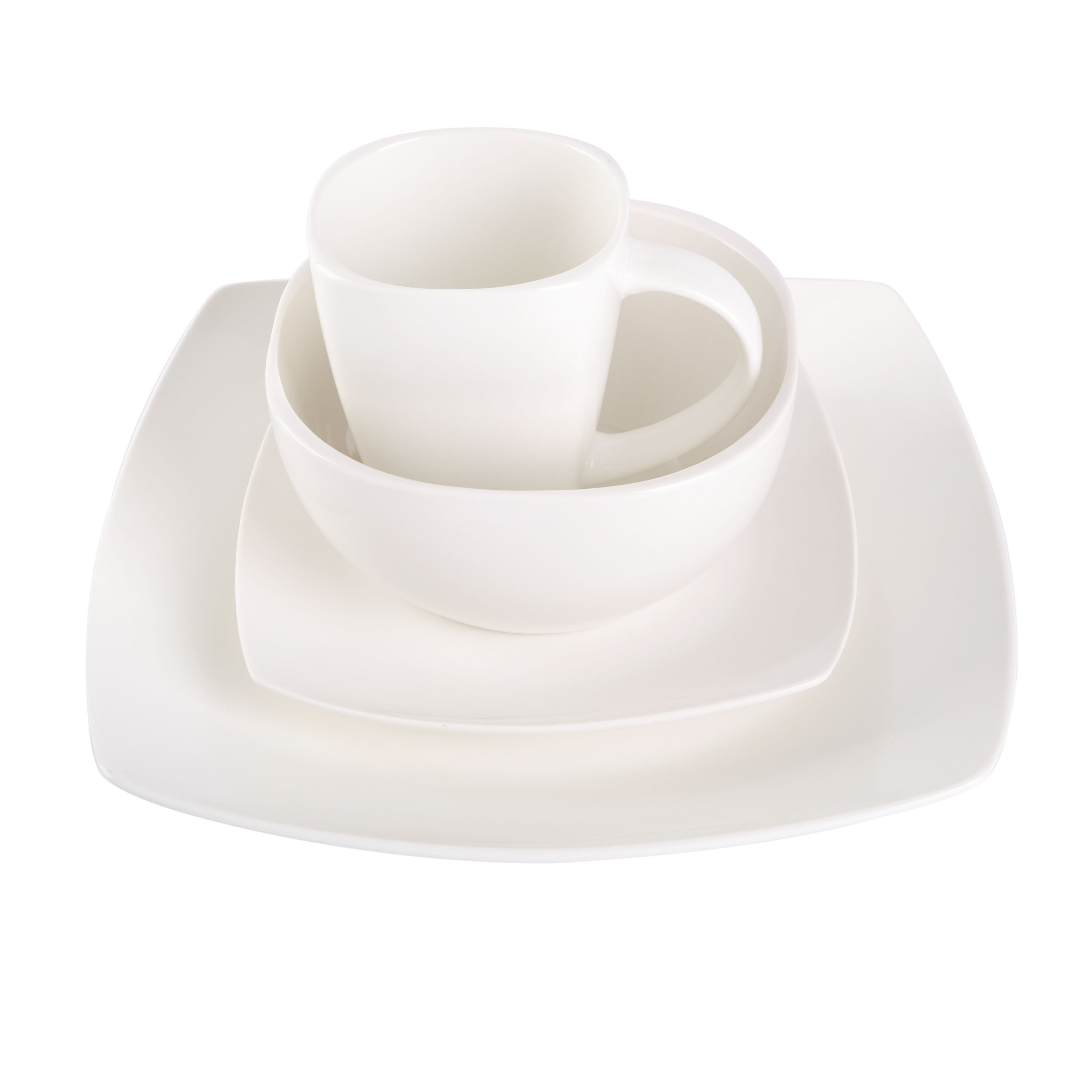 Gibson Soho Lounge Square 16-Piece Porcelain Dinnerware Set - White