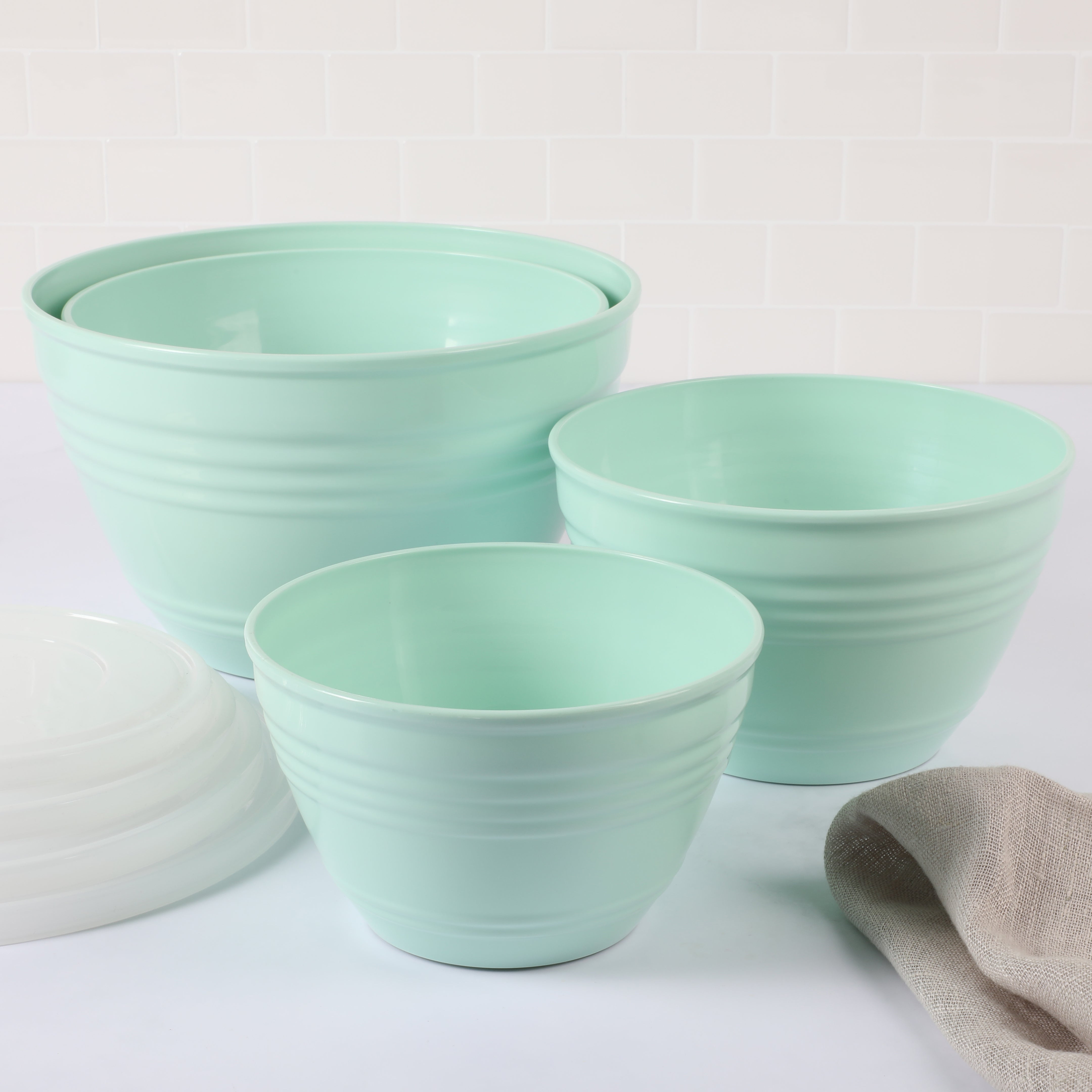 Sterilite 8-Piece Plastic Kitchen Bowl Mixing Set with Lids (12 Pack)