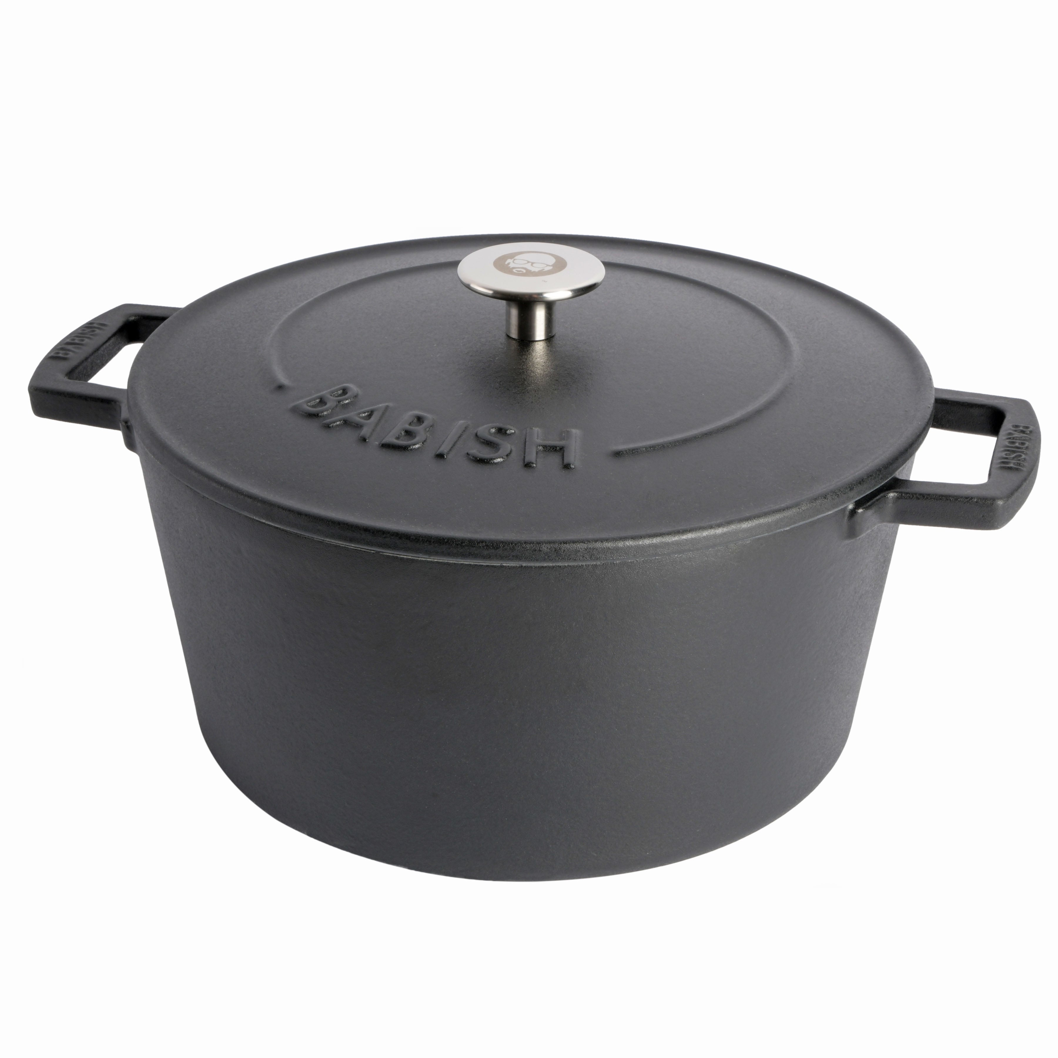 Babish 6-Quart Round Matte Enamel Cast Iron Dutch Oven Pot With Lid