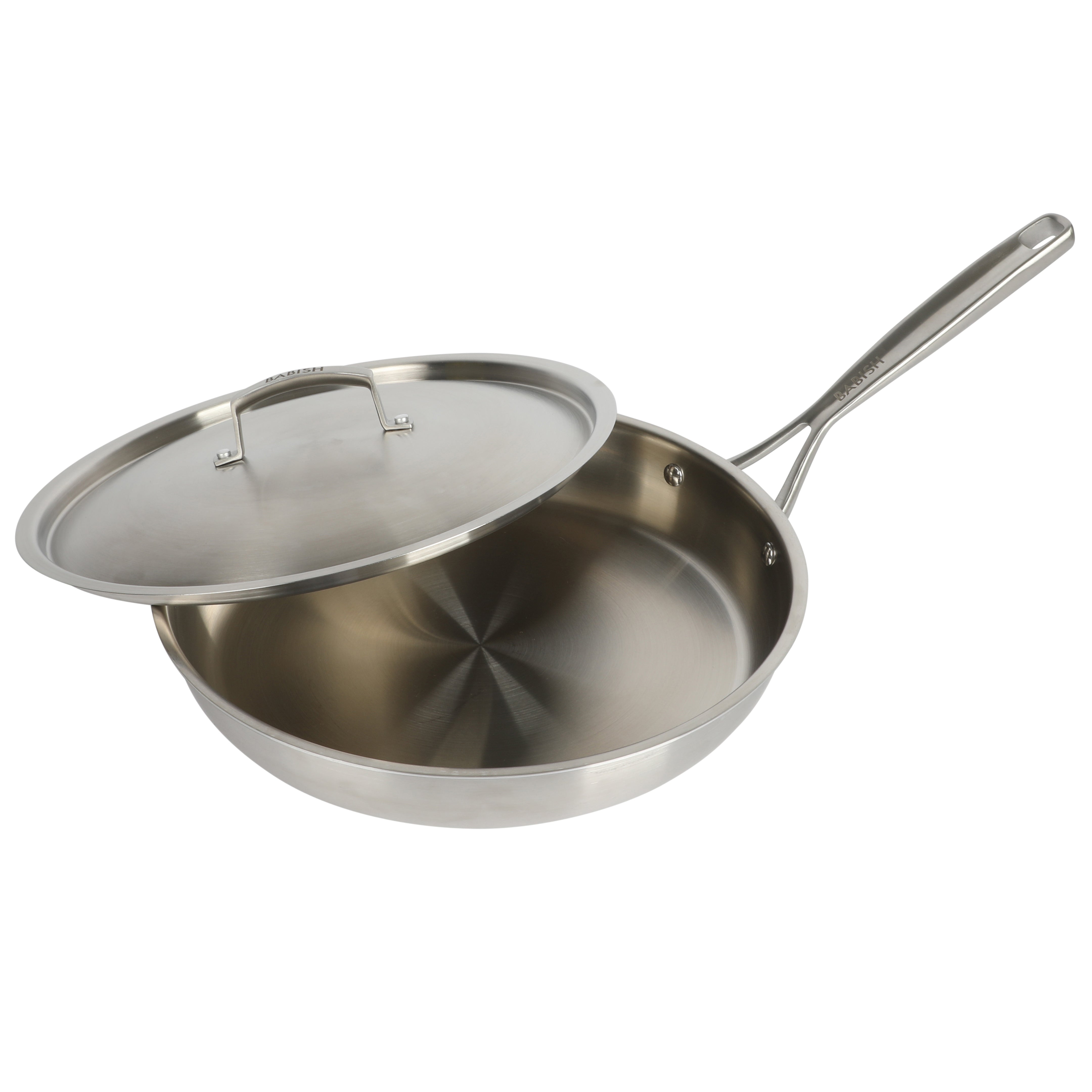 Babish 12-Inch Triply Stainless Steel Fry Pan with Lid - Thumbnail 2