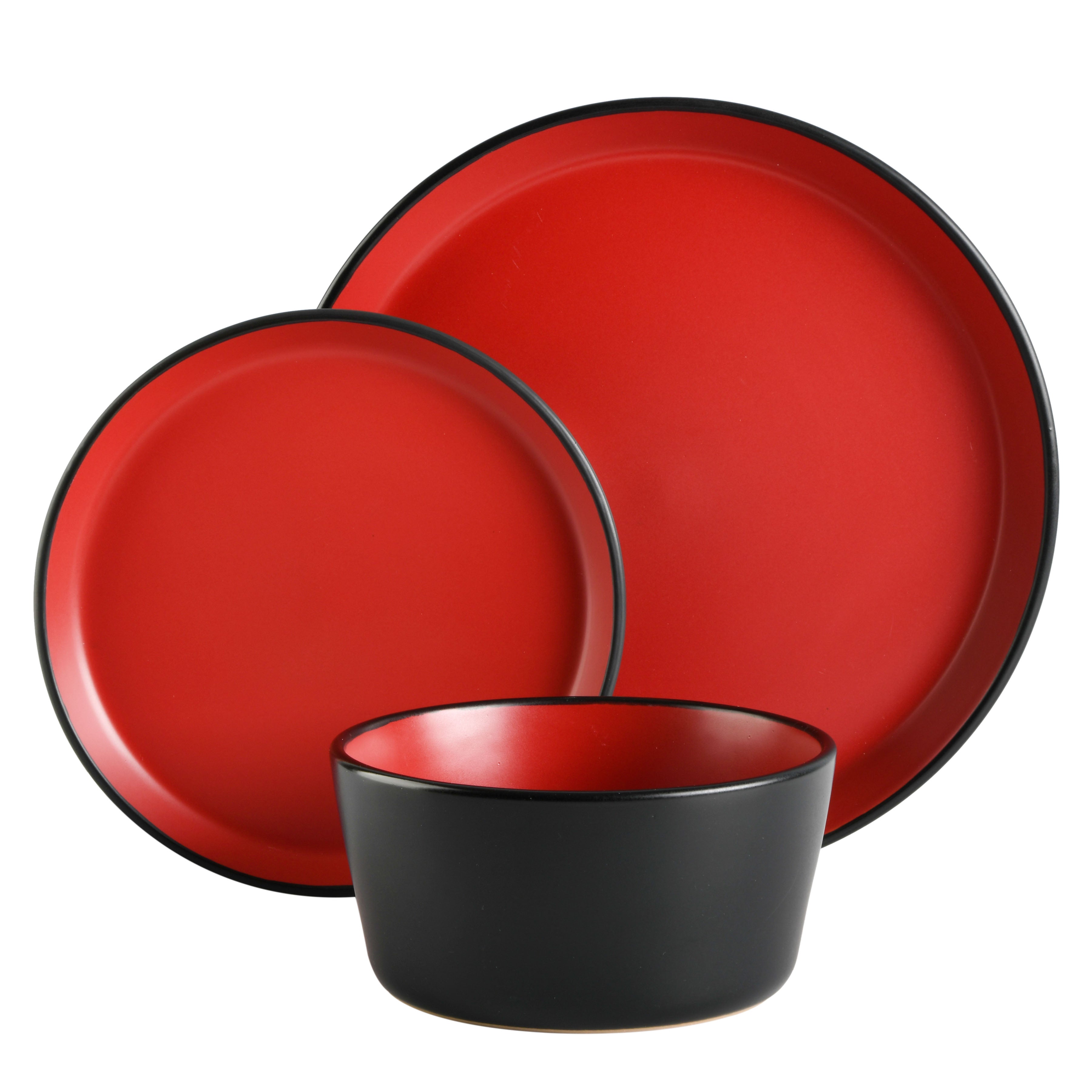Gibson Home Sofia 12-Piece Coupe Matte Glaze Stoneware Dinnerware Set