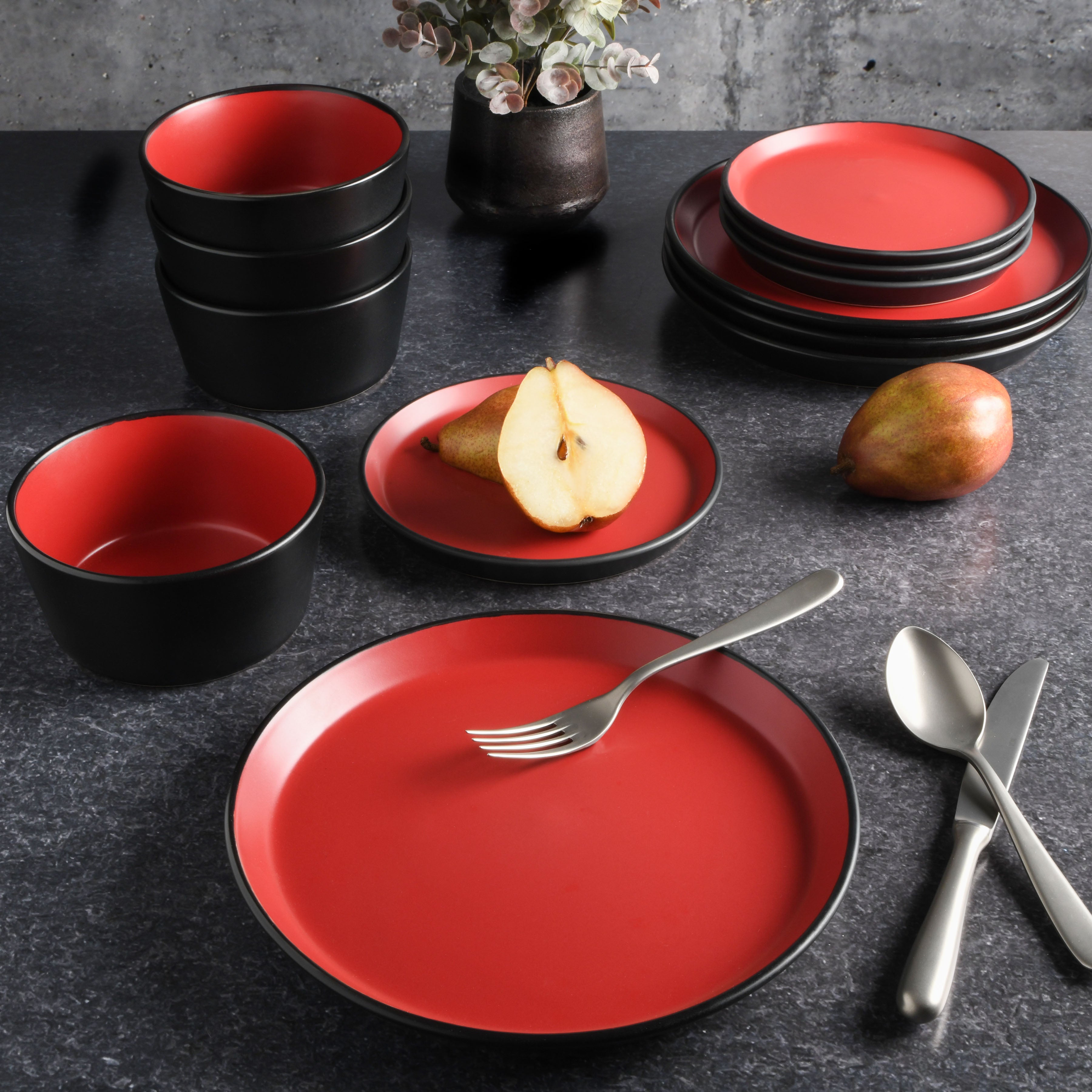 Gibson Soho Red Square Dish Sets Soho Lounge Red Dish Sets Gibson