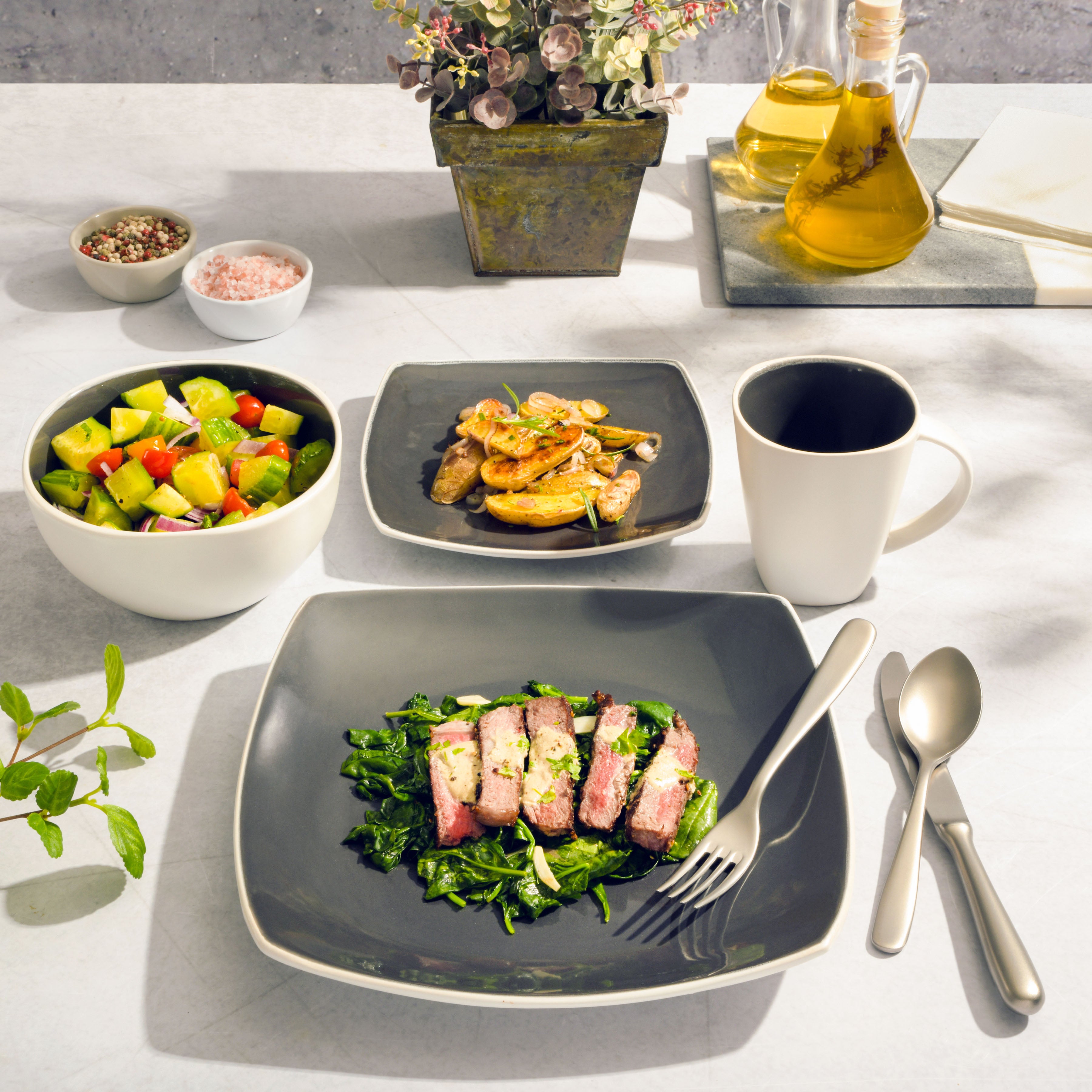 Square dinnerware outlet sets