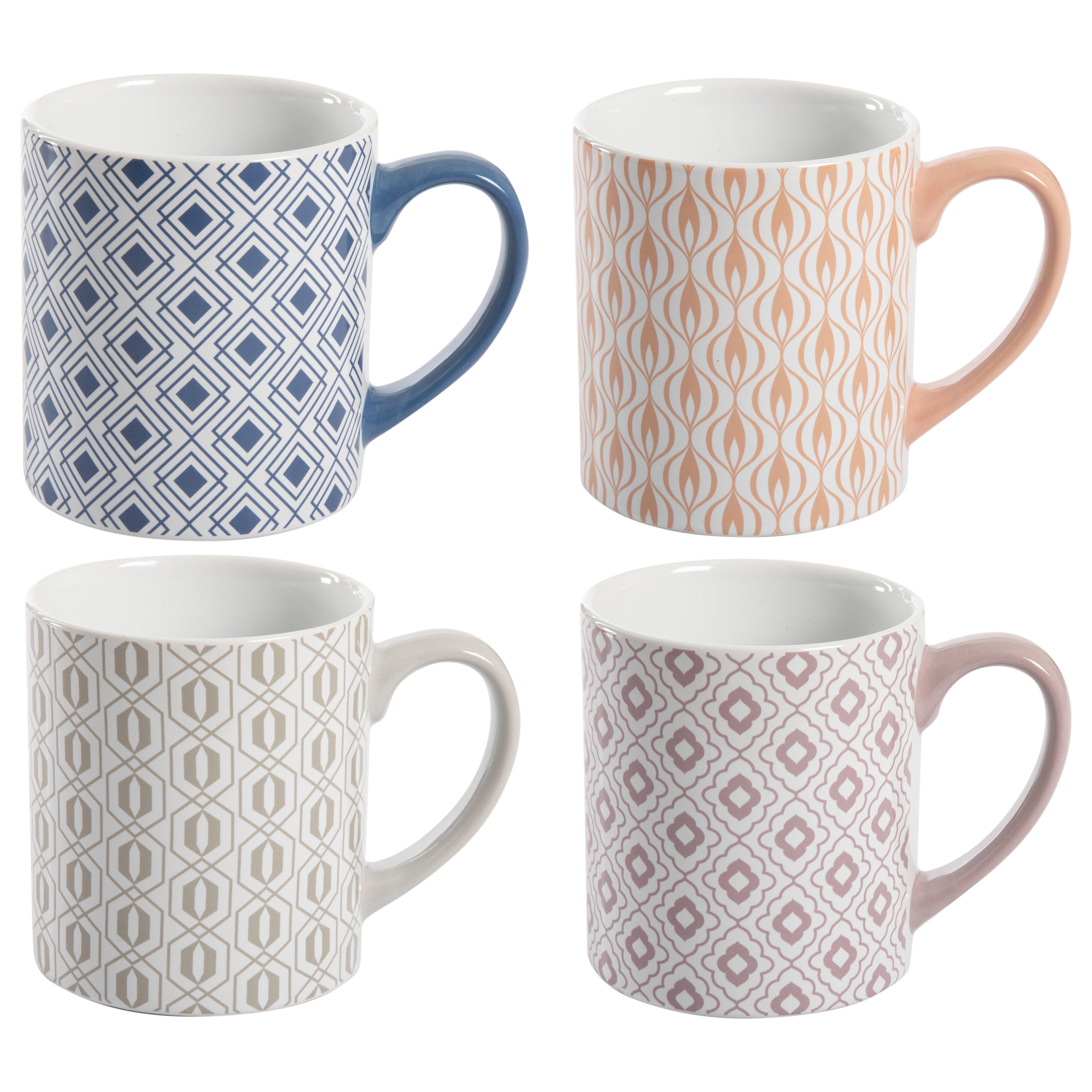Mr. Coffee Bliss 4-Pack 20oz Assorted Design Stoneware Mug Set