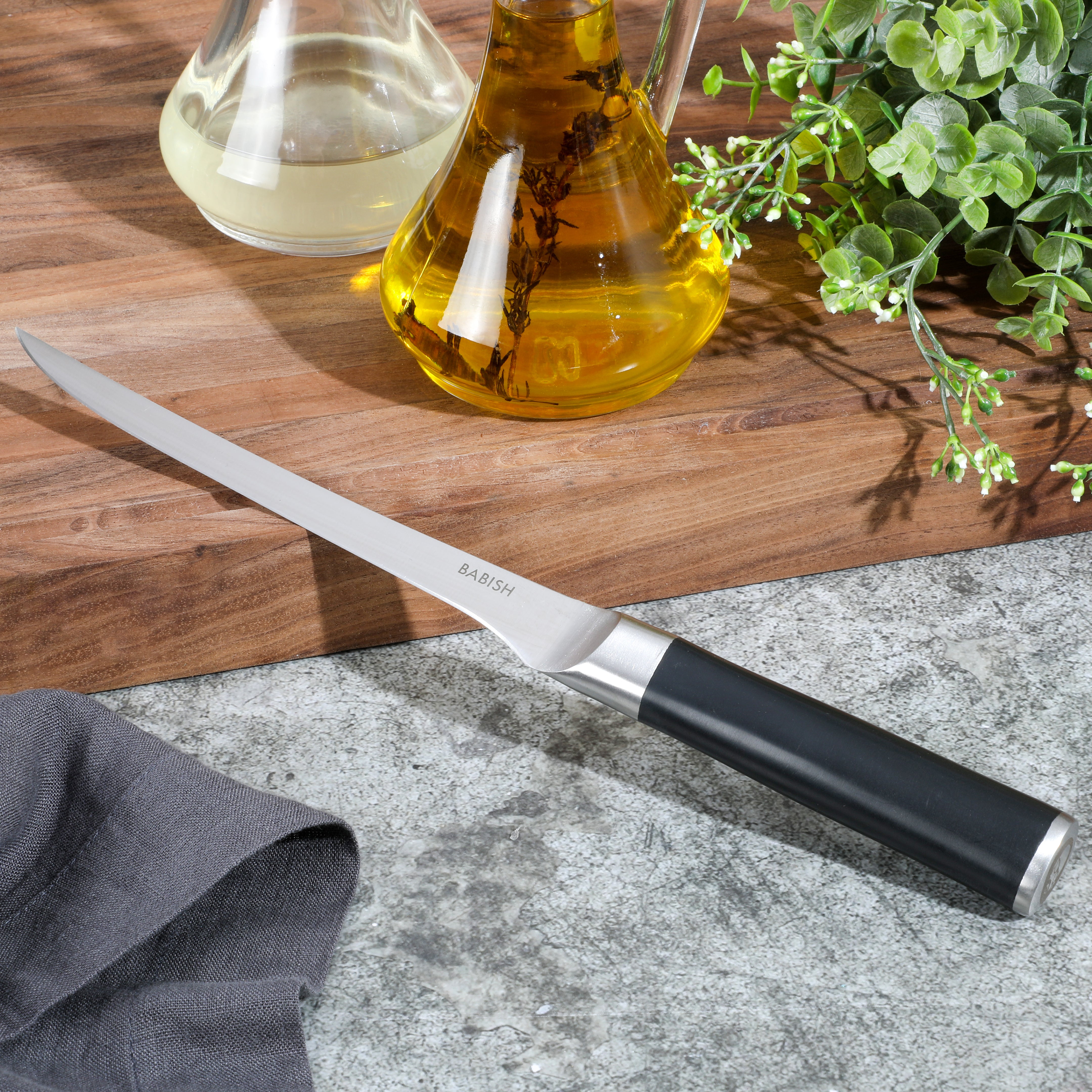 Babish Santoku Knife, Stainless Steel, ABS Handle, 6.5 Inches