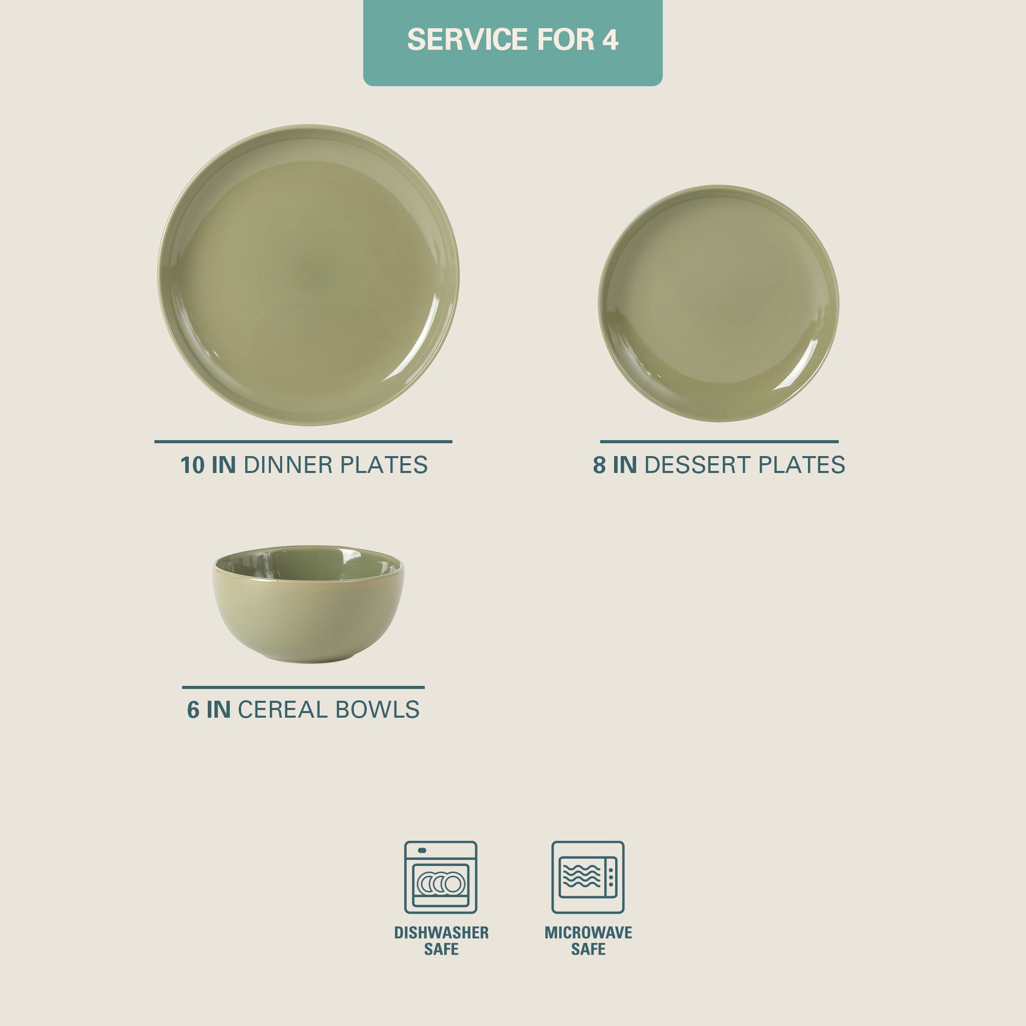 Gibson Home Rockaway 12 Piece Plates and Bowls Matte Outside/Shiny Inside Glaze Service for 4 Dinnerware Set - Brown - Dishwasher and Microwave Safe