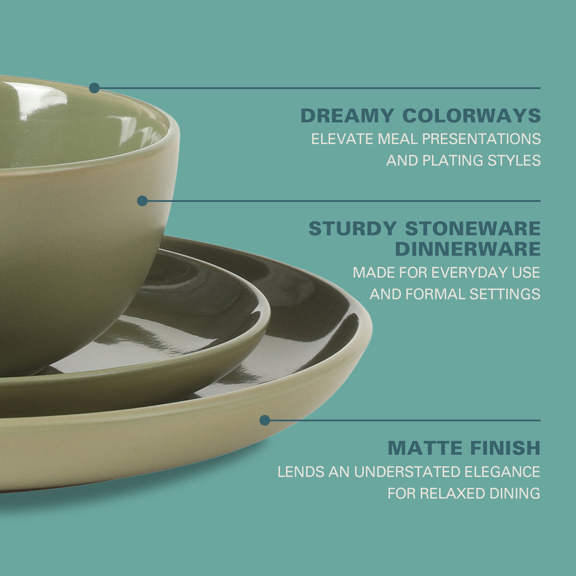 Gibson Home Rockaway 12 Piece Plates and Bowls Matte Outside/Shiny Inside Glaze Service for 4 Dinnerware Set - Brown - Dishwasher and Microwave Safe