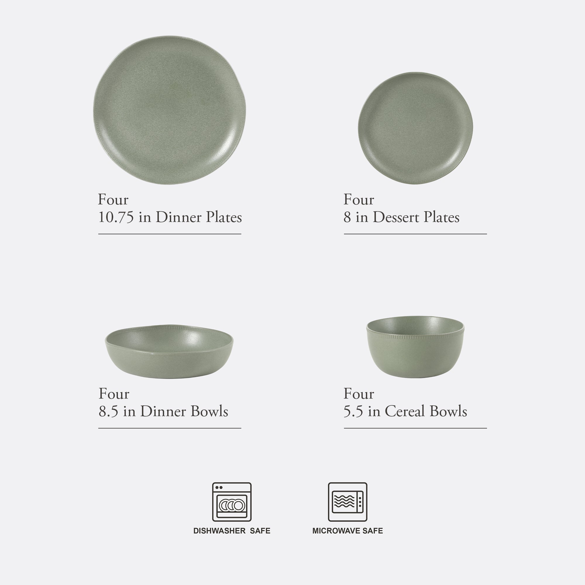 Gibson Elite Menlo Park 16-Piece Pottery Clay Stoneware Dinnerware Set –  Reactive Glaze, Embossed Plates and Bowls W/ Pasta Bowl, Service for 4 – Microwave & Dishwasher Safe
