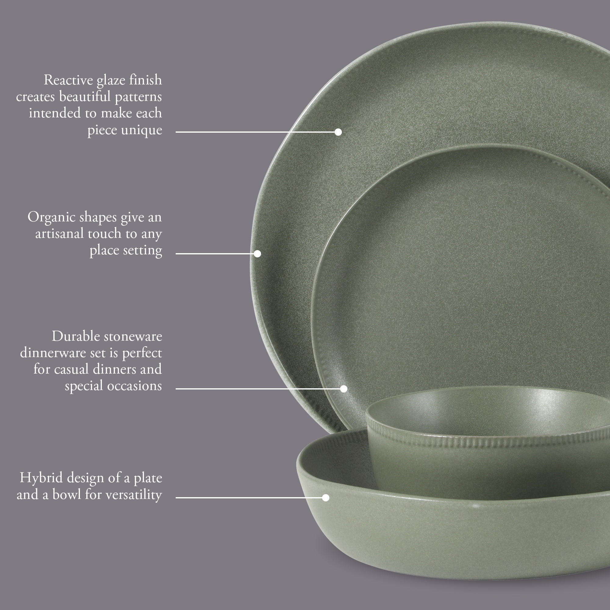 Gibson Elite Menlo Park 16-Piece Pottery Clay Stoneware Dinnerware Set –  Reactive Glaze, Embossed Plates and Bowls W/ Pasta Bowl, Service for 4 – Microwave & Dishwasher Safe