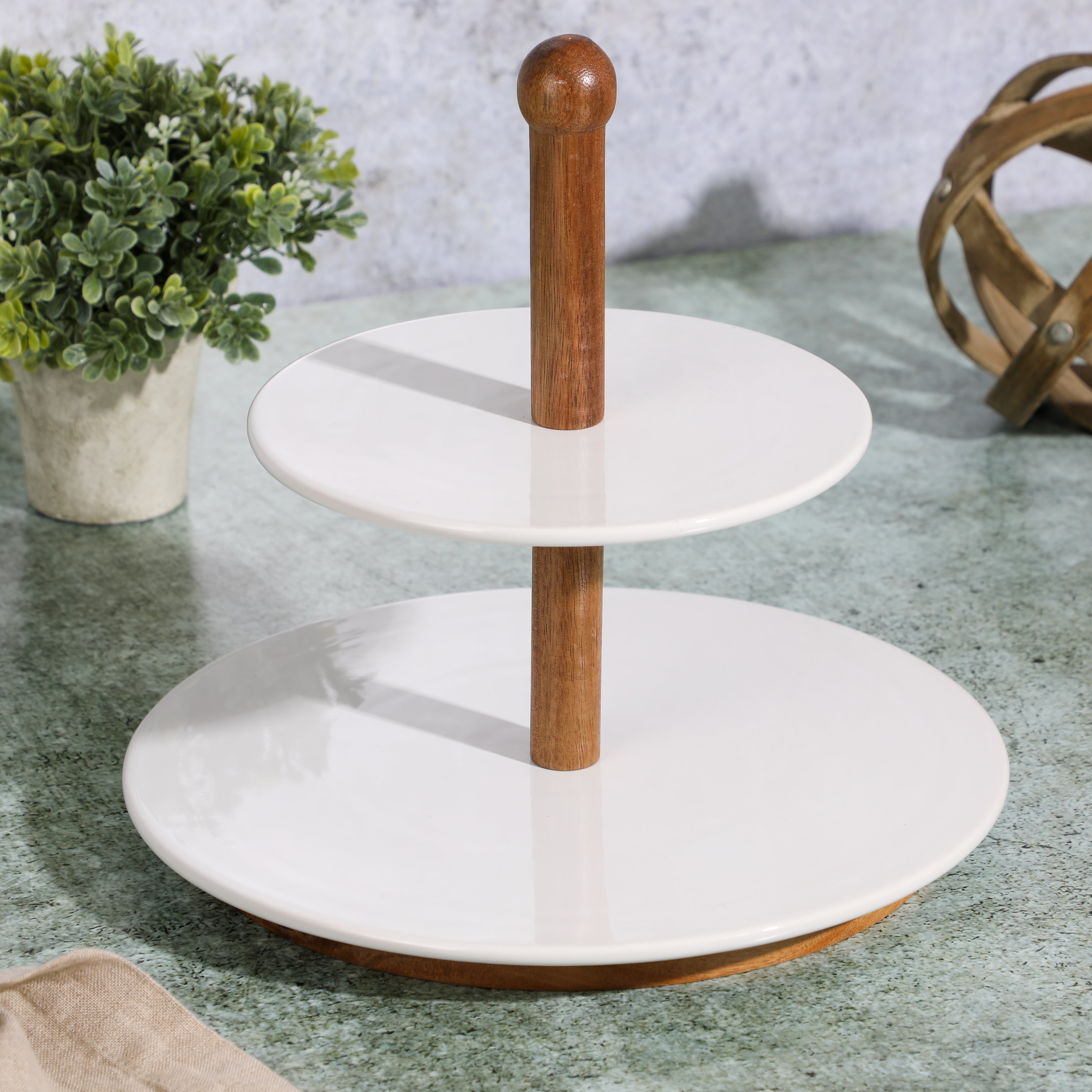 Gibson Home Gracious Dining 3-Piece 10.8" Serving Stand w/ Wood