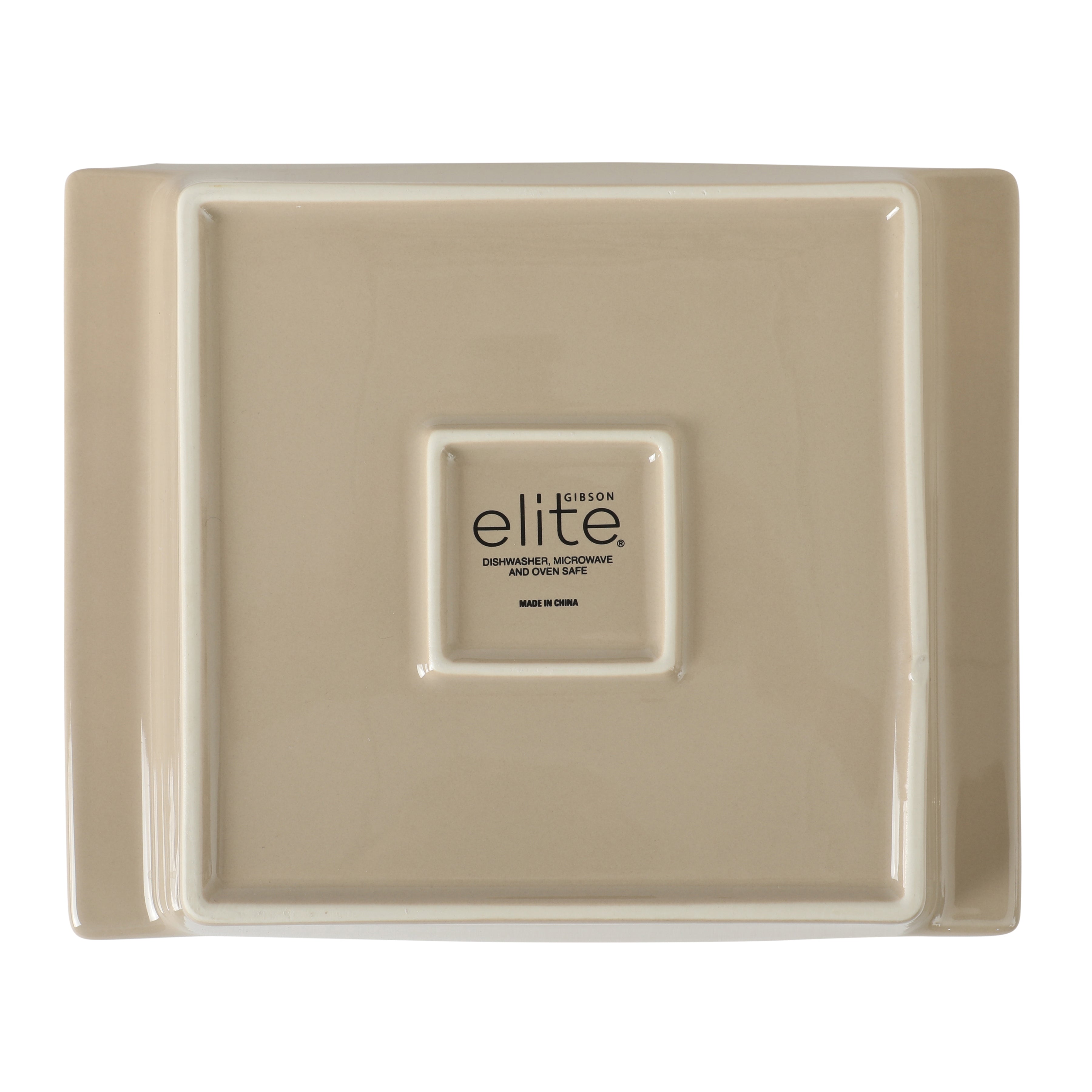 Gibson Elite 2-Quart 10" x 8.5" Stoneware Baking Dish with Acacia Wood Lid – Taupe Rectangular Oven Safe Baker for Casseroles, Roasting & Serving