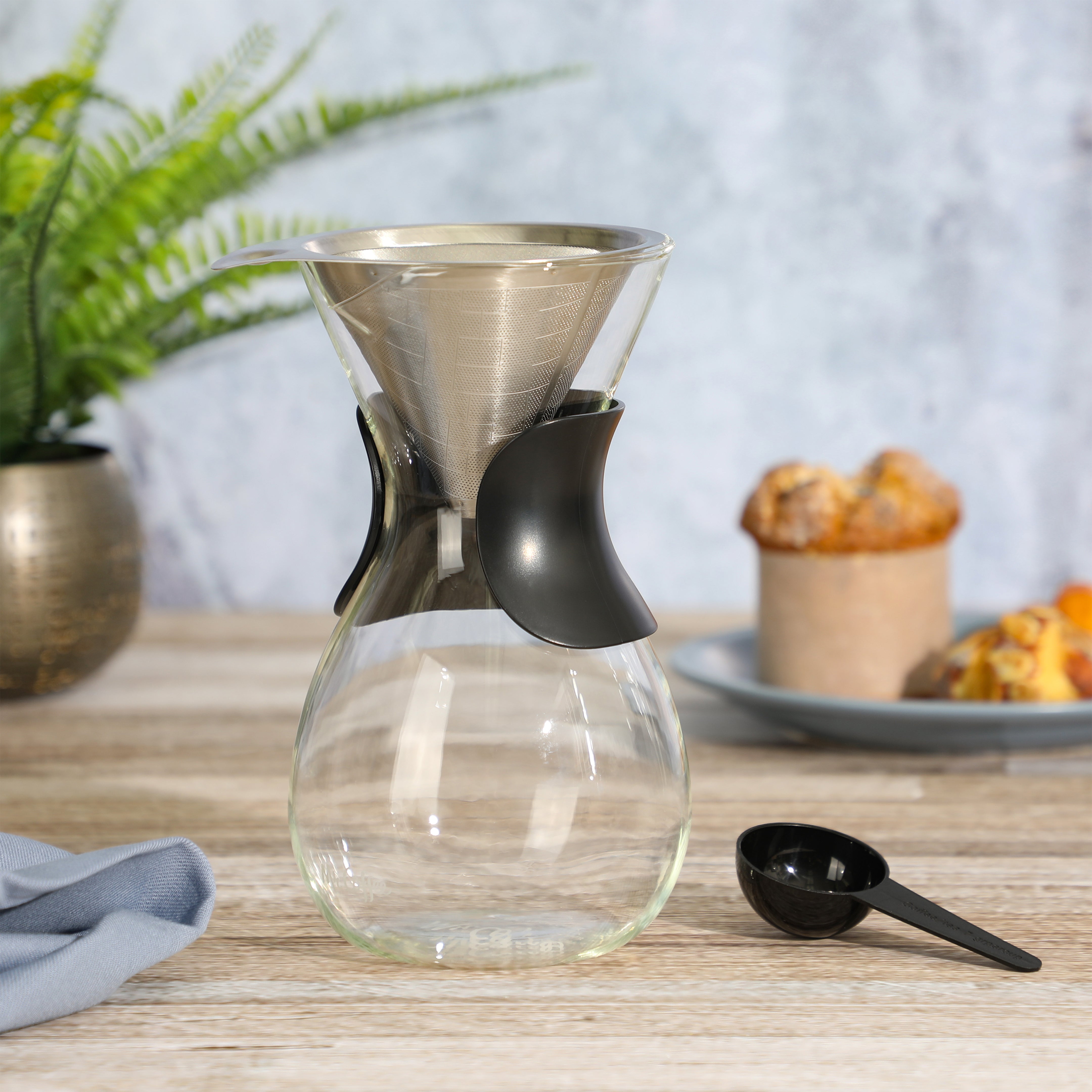 Manual Drip Coffee Maker With Borosilicate Glass Carafe