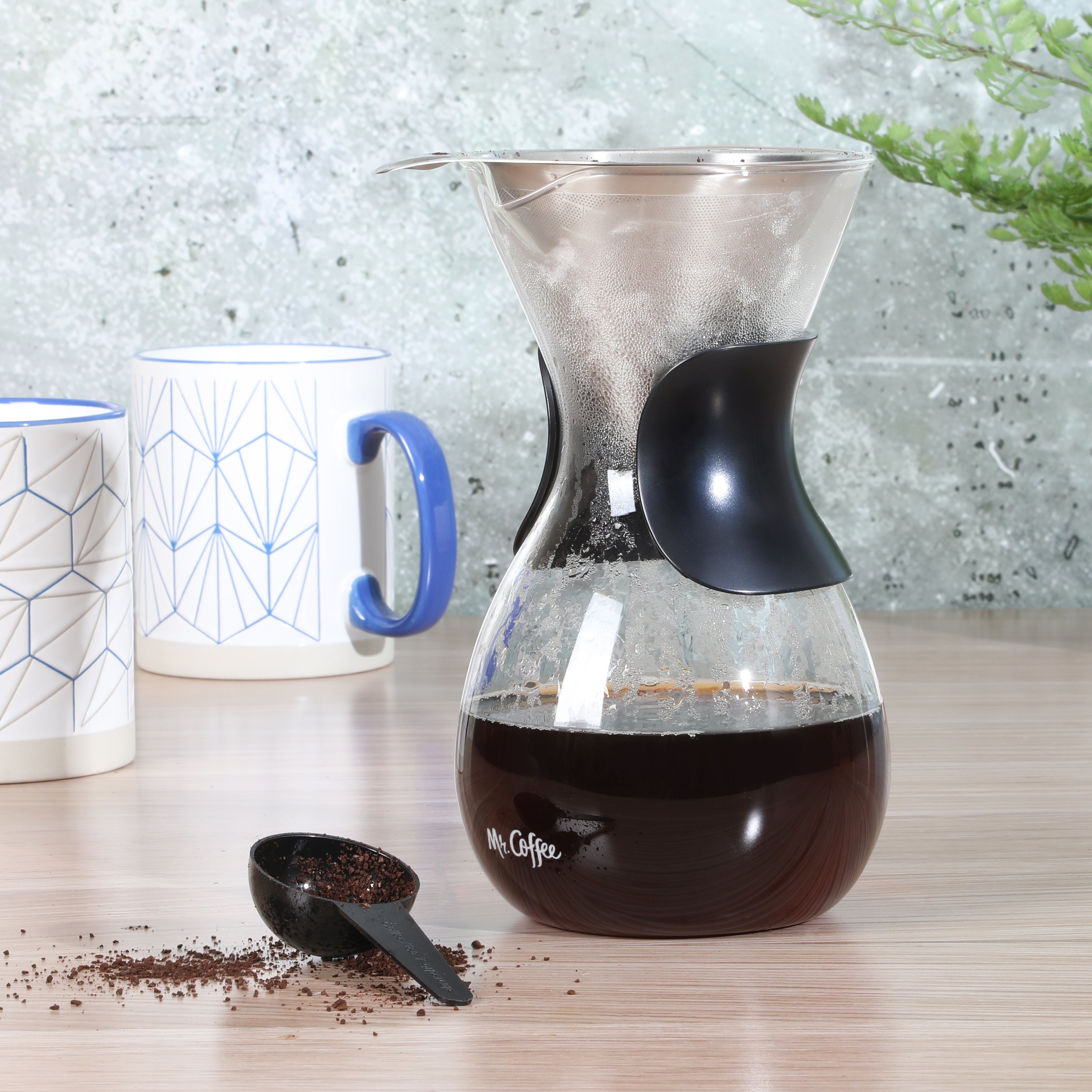 Mr. Coffee Verduzco 3 Piece 34oz Borosilicate Glass Pour Over w Hand