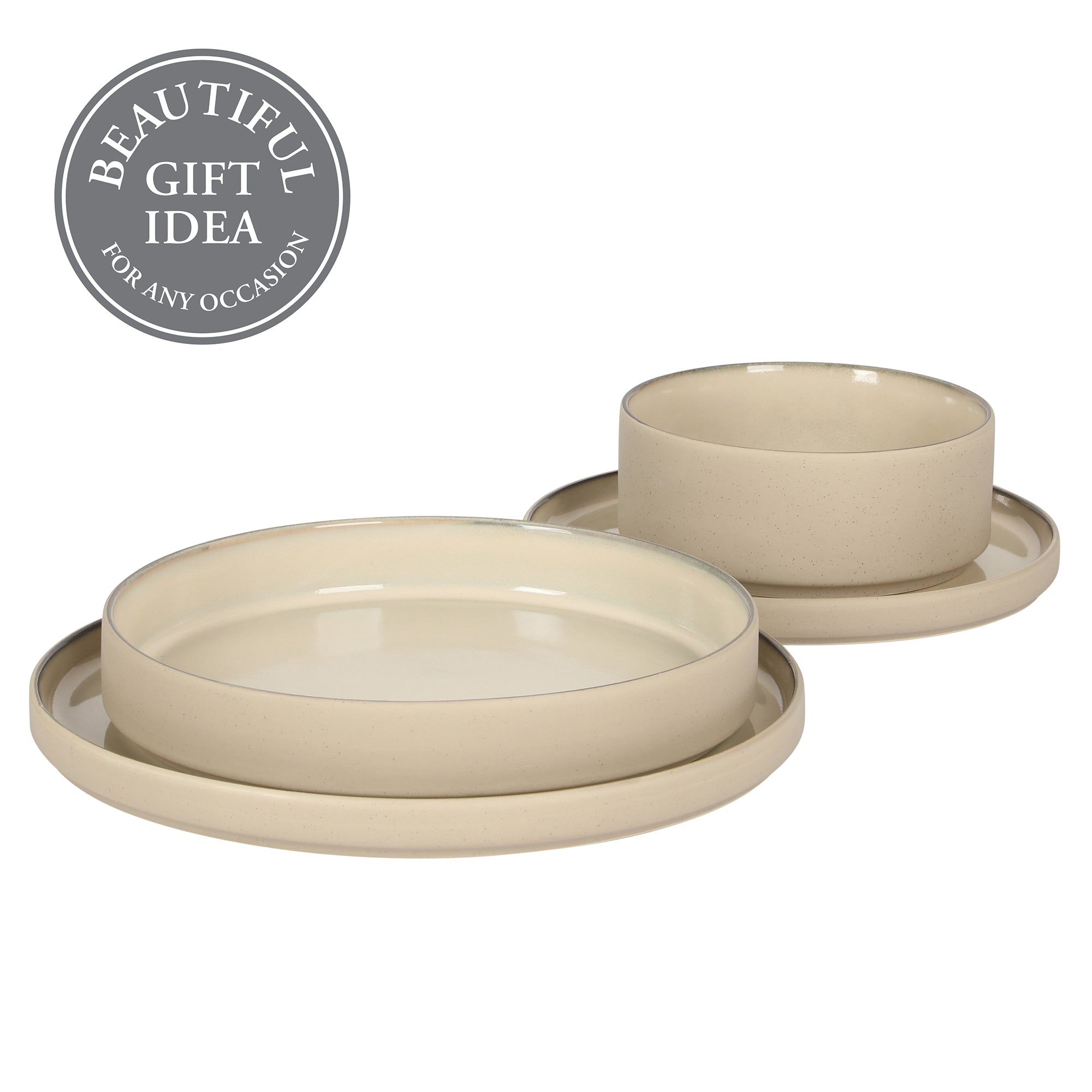 Gibson Elite Liberty Bay 16-Piece Pottery Clay Stoneware Dinnerware Set –  Reactive Glaze, Stackable Plates and Bowls W/ Pasta Bowl, Service for 4 – Microwave & Dishwasher Safe