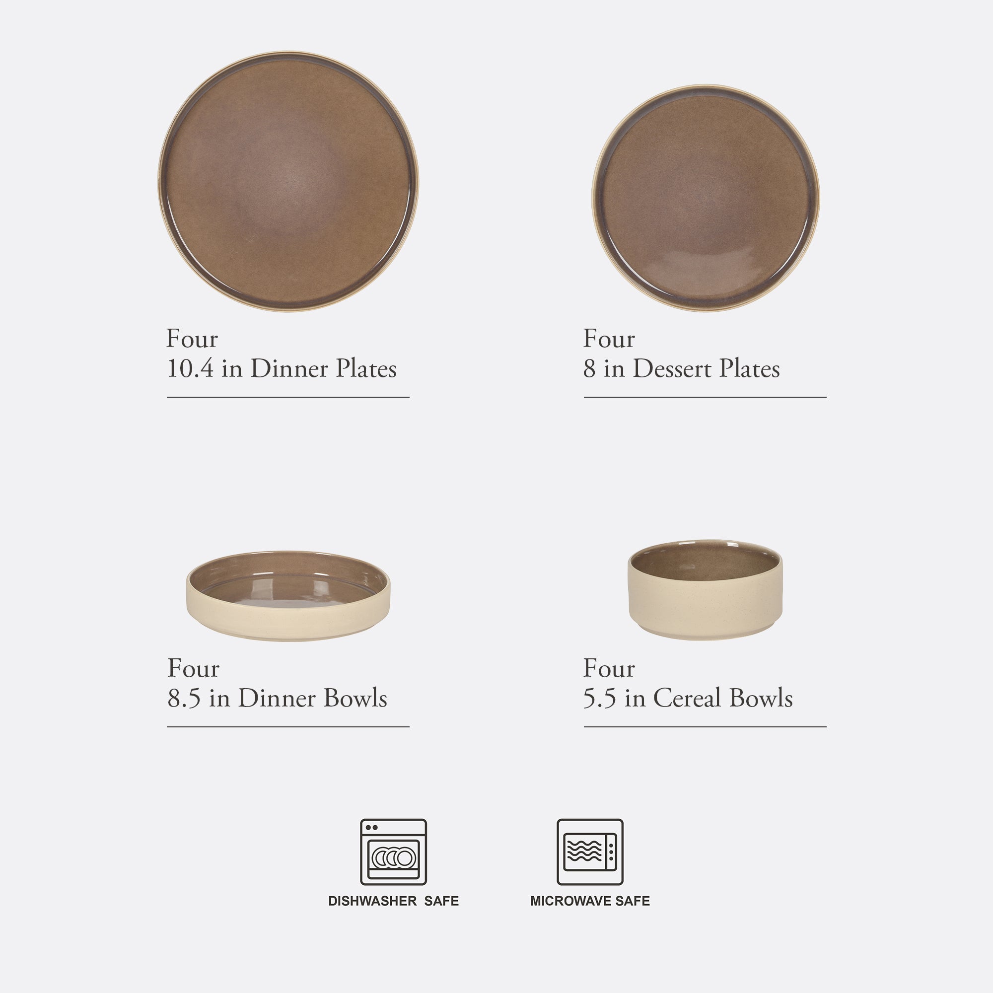 Gibson Elite Liberty Bay 16-Piece Pottery Clay Stoneware Dinnerware Set –  Reactive Glaze, Stackable Plates and Bowls W/ Pasta Bowl, Service for 4 – Microwave & Dishwasher Safe