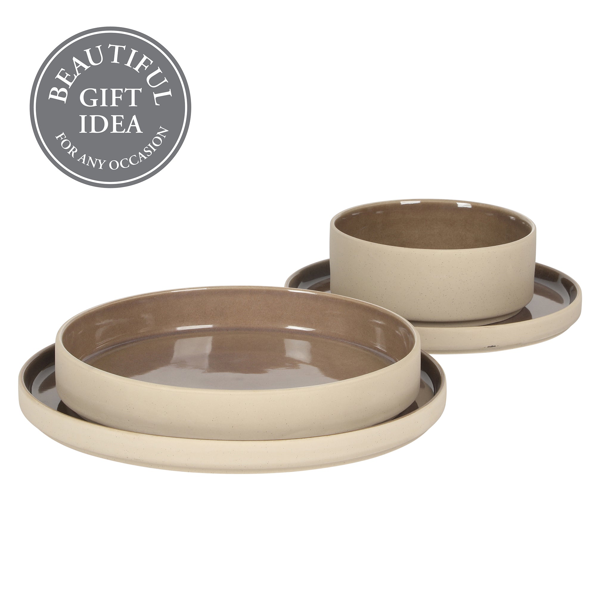 Gibson Elite Liberty Bay 16-Piece Pottery Clay Stoneware Dinnerware Set –  Reactive Glaze, Stackable Plates and Bowls W/ Pasta Bowl, Service for 4 – Microwave & Dishwasher Safe
