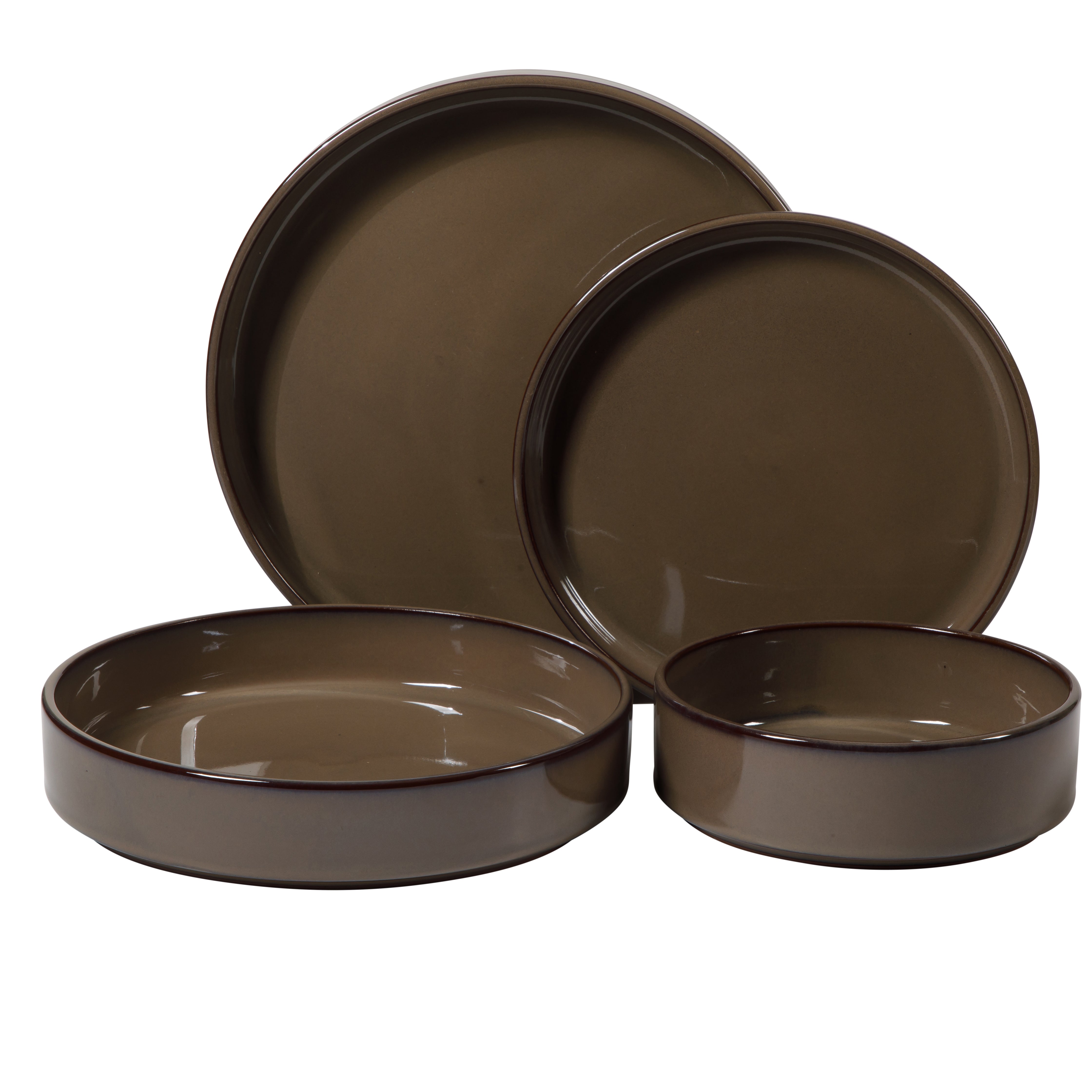 Bloomhouse Santorini Mist 16 Piece Double Bowl Terracotta Reactive Gla