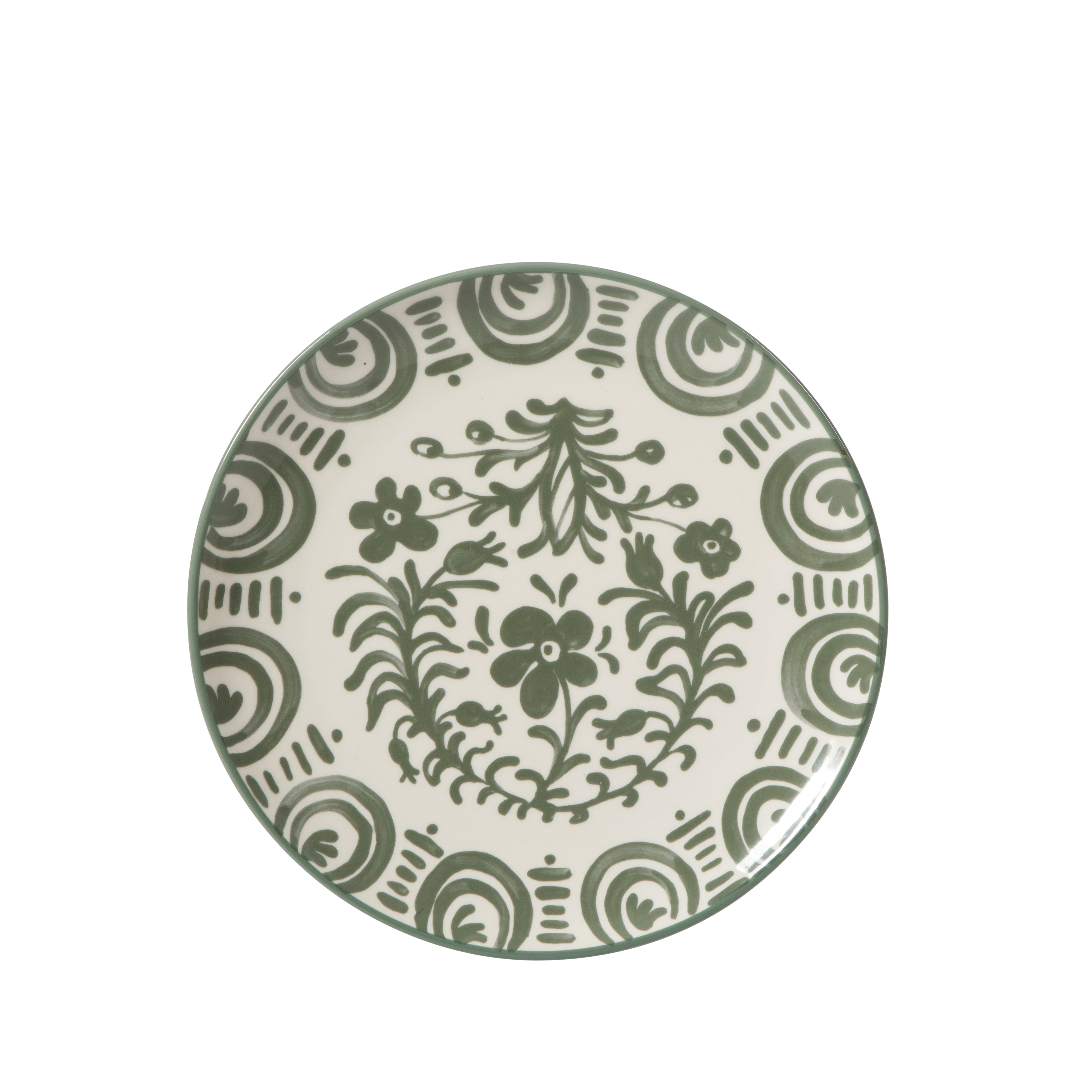 Bloomhouse - 2-Time Oprah’s Favorite Things - Valencia Flor 16 Piece Dinnerware Set, Artisanal Decorated Stoneware Plates & Bowls, Service for 4, Microwave & Dishwasher Safe, Iris Blue